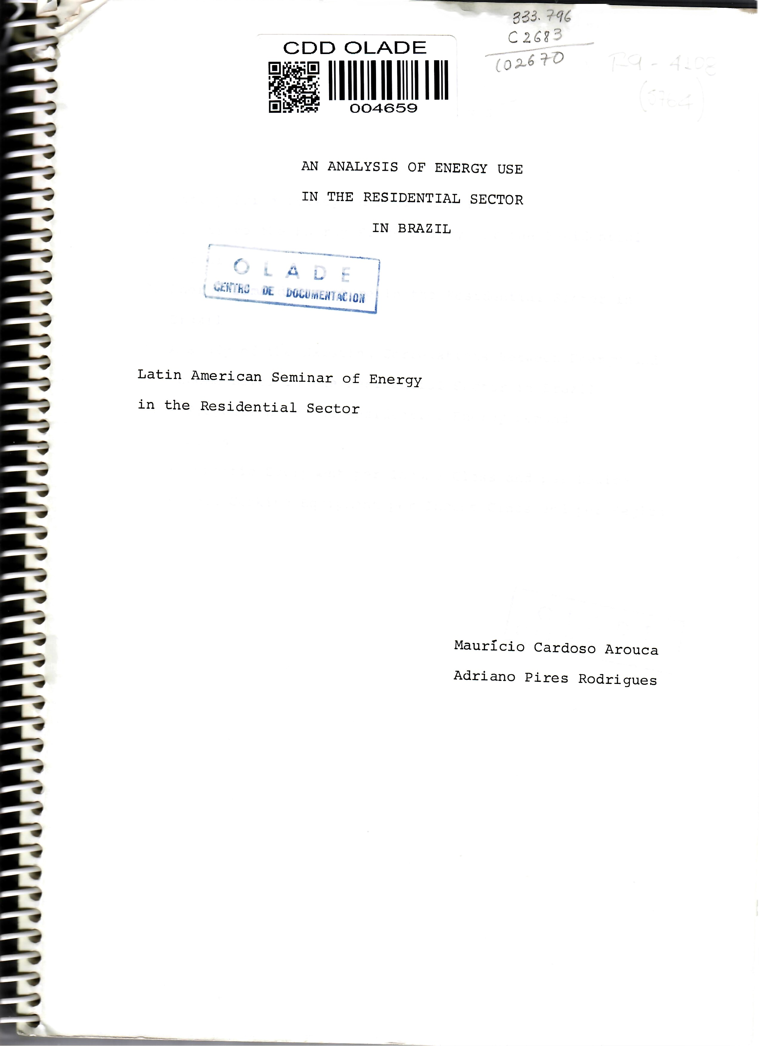 AN ANALYSIS OF ENERGY USE IN THE RESIDENTIAL SECTOR IN BRAZIL