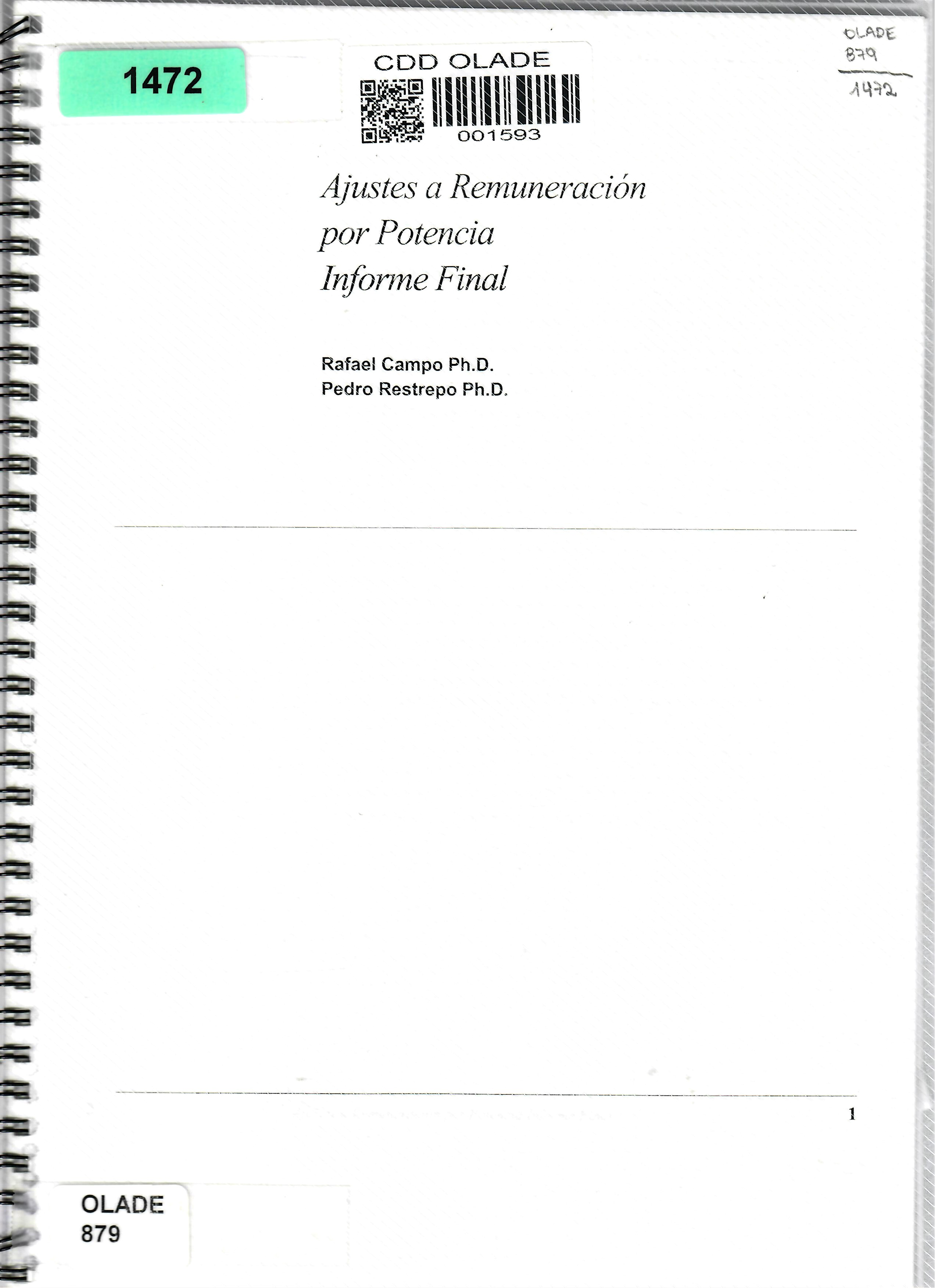 Ajustes a Remuneración por Potencia Informe Final