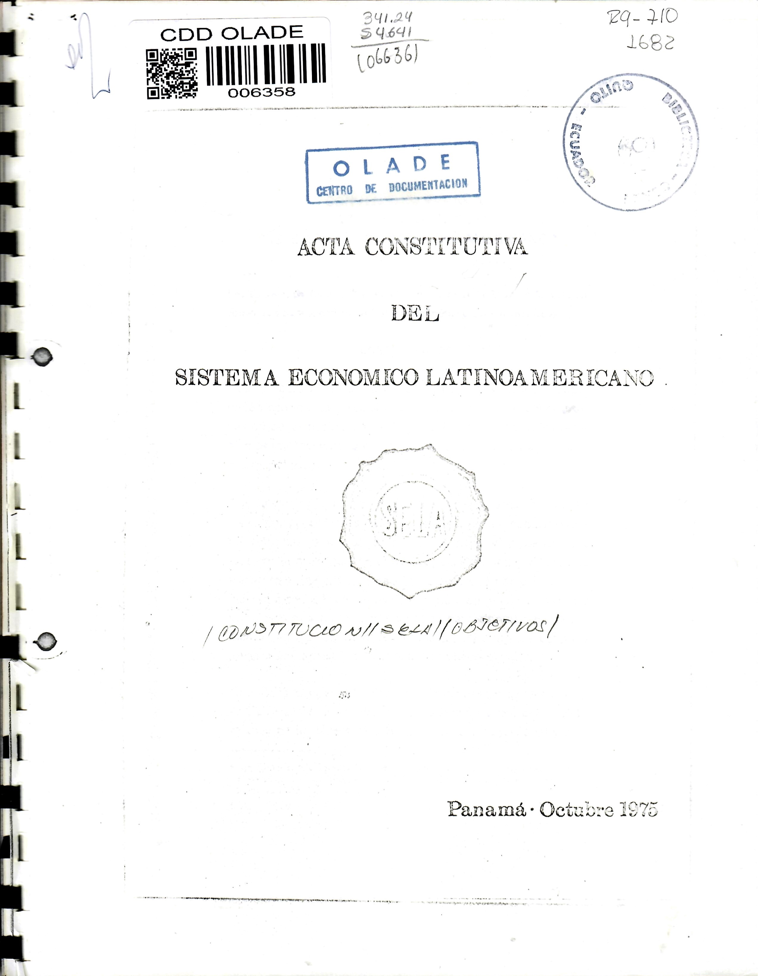 ACTA CONSTITUTIVA DEL SISTEMA ECONOMICO LATINOAMERICANO