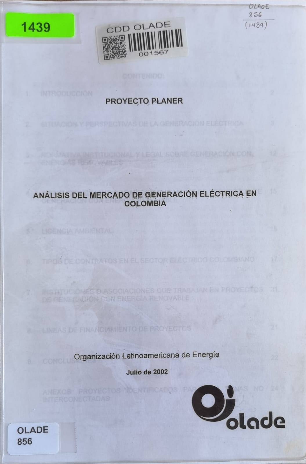 ANÁLISIS DEL MERCADO DE GENERACIÓN ELÉCTRICA EN COLOMBIA