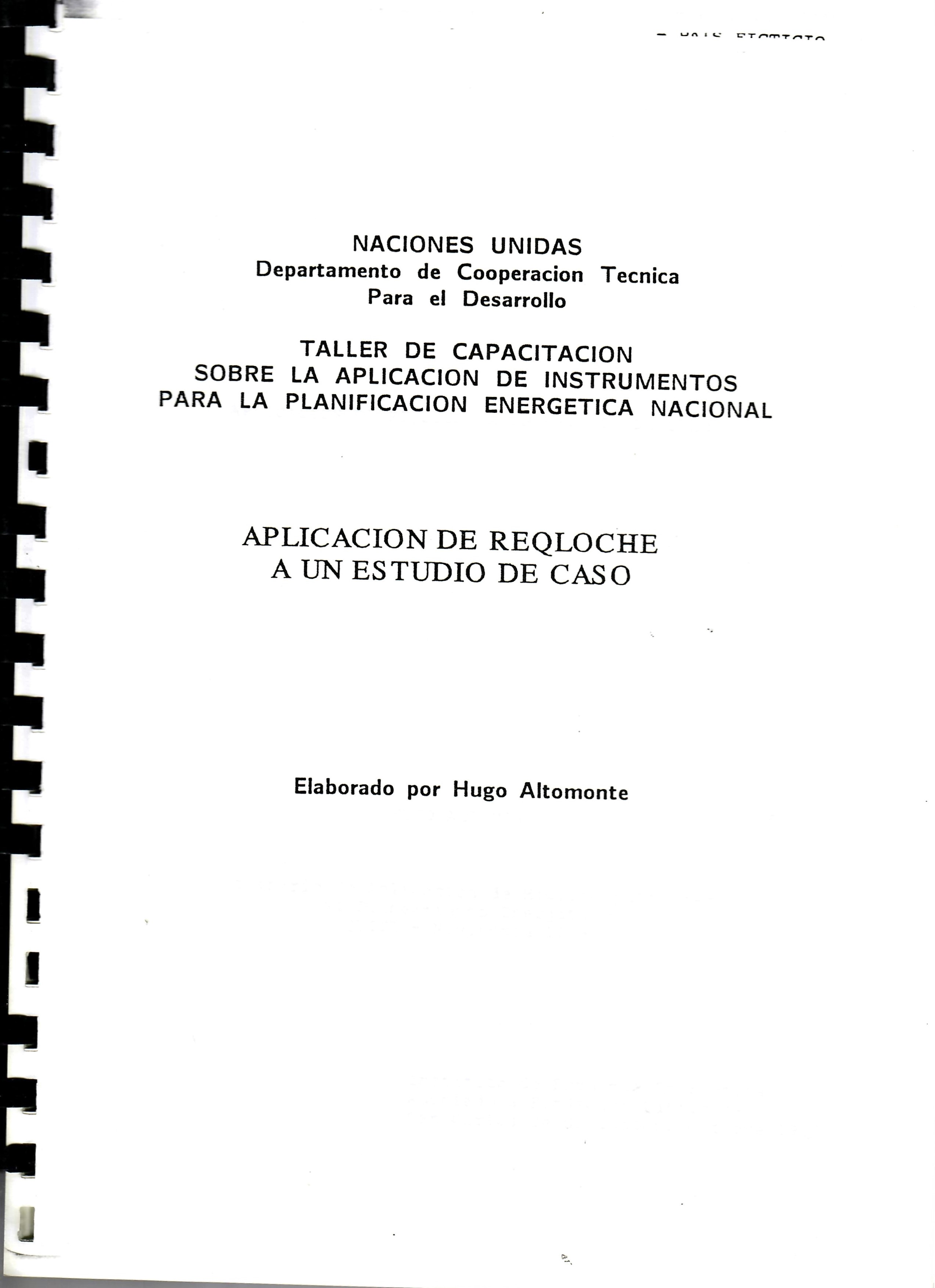 APLICACION DE REQLOCHE A UN ESTUDIO DE CASO