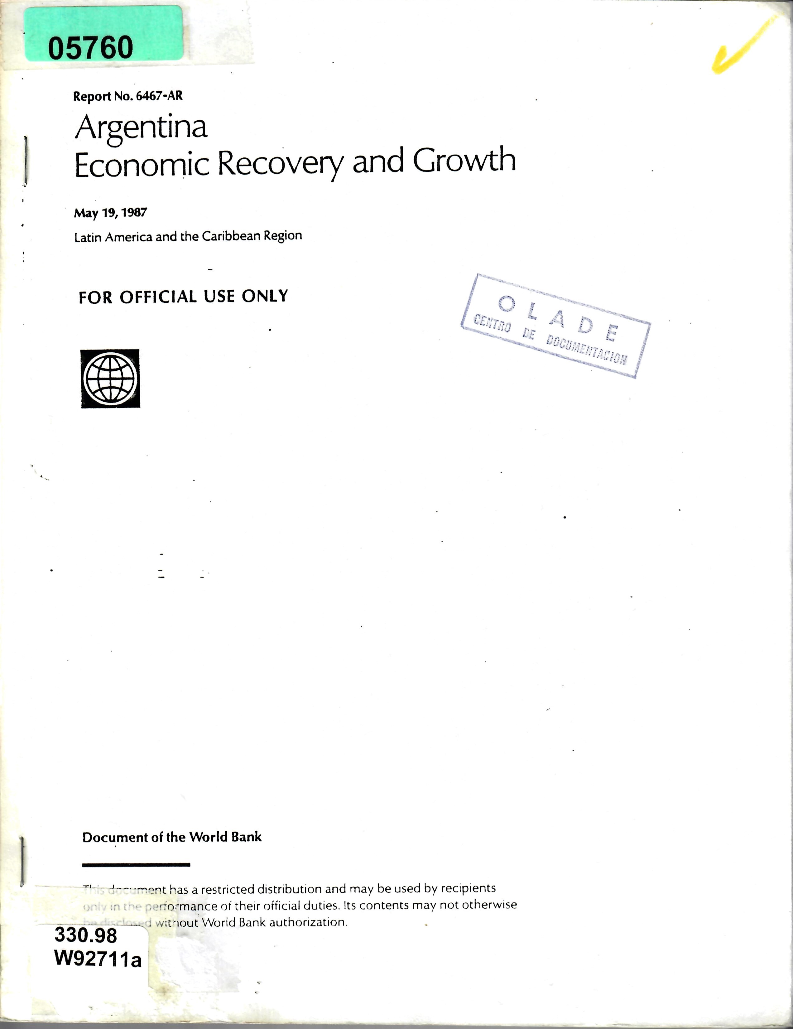 Argentina Economic Recovery and Growth