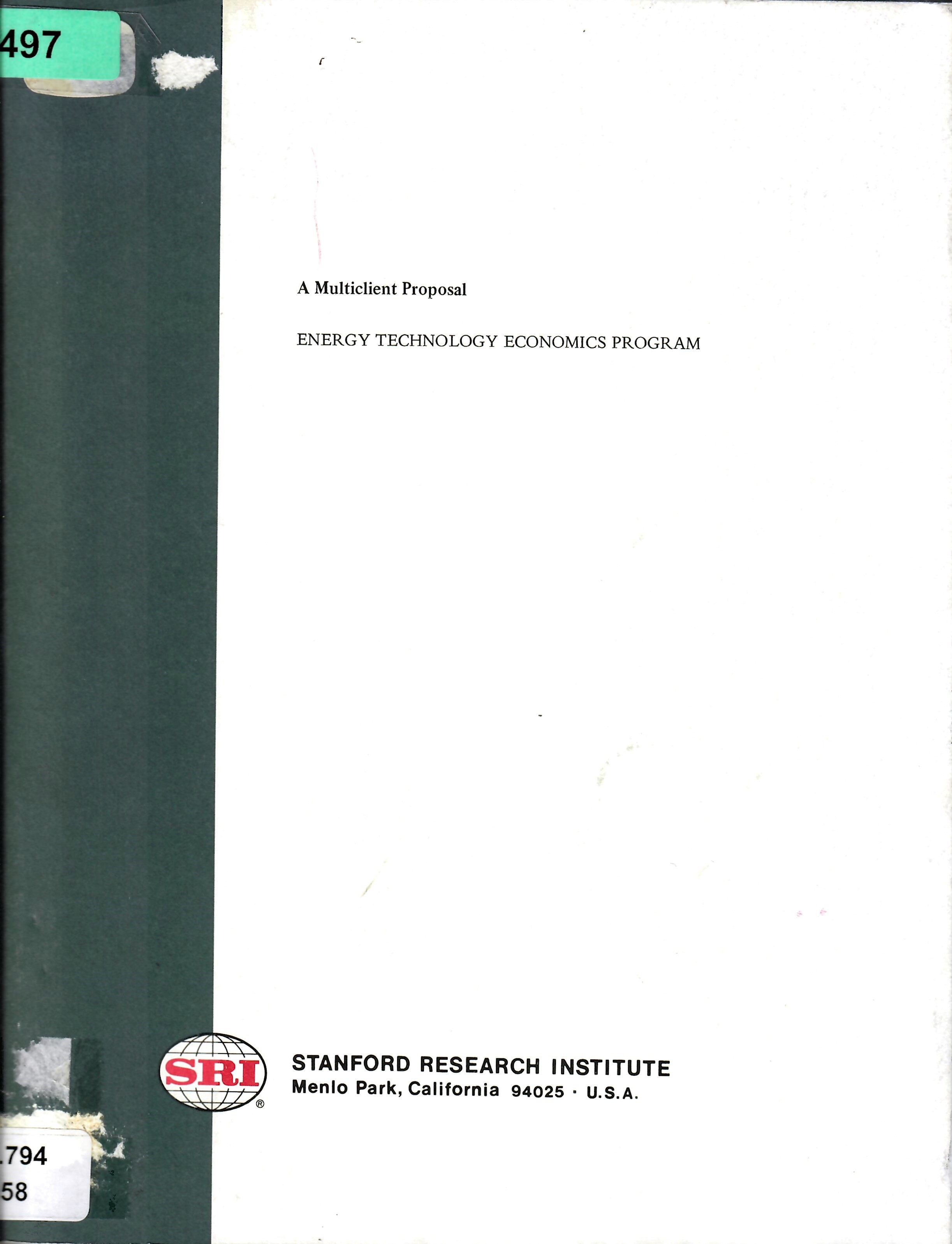 A Multiclient Proposal  ENERGY TECHNOLOGY ECONOMICS PROGRAM