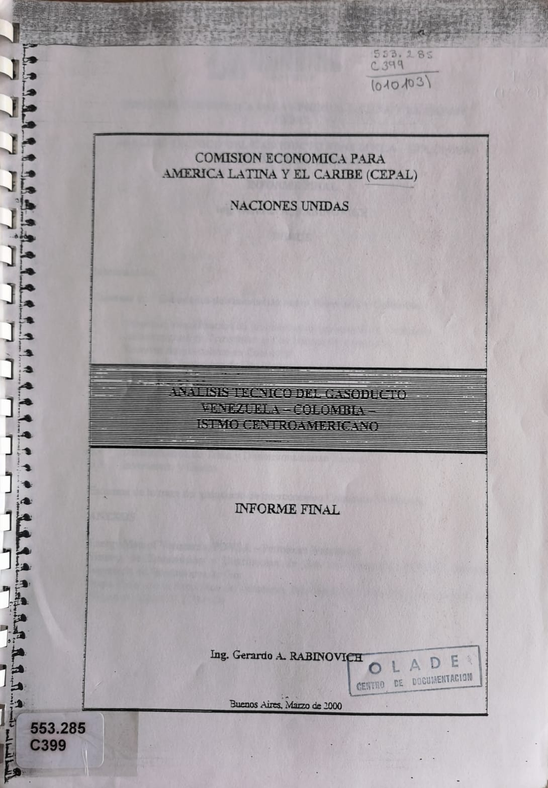 ANLISIS TECNICO DEL GASODUCTO VENEZUELA COLOMBIA ISTMO CENTROAMERICANO