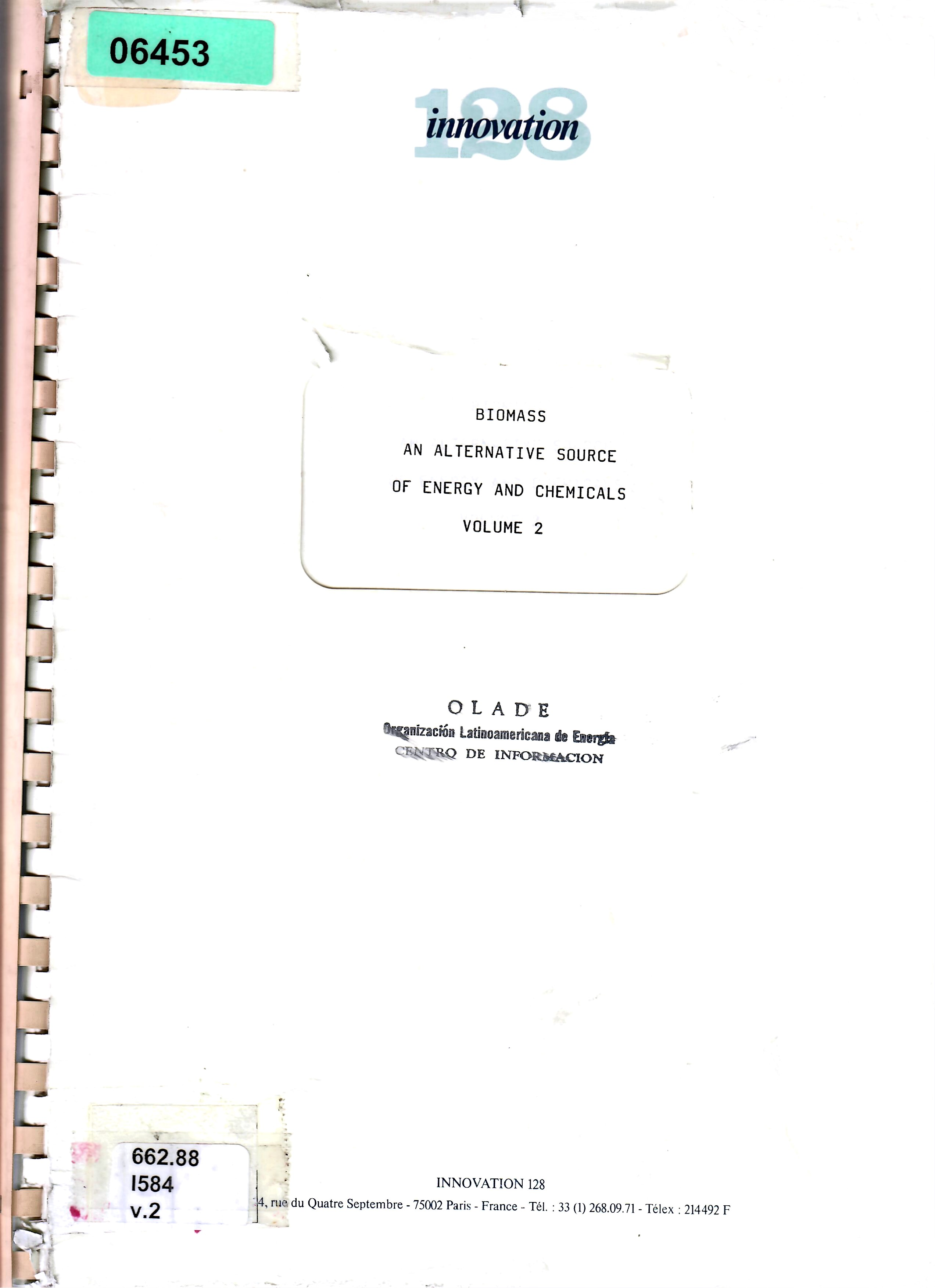 BIOMASS AN ALTERNATIVE SOURCE OF ENERGY AND CHEMICALS VOLUME 2