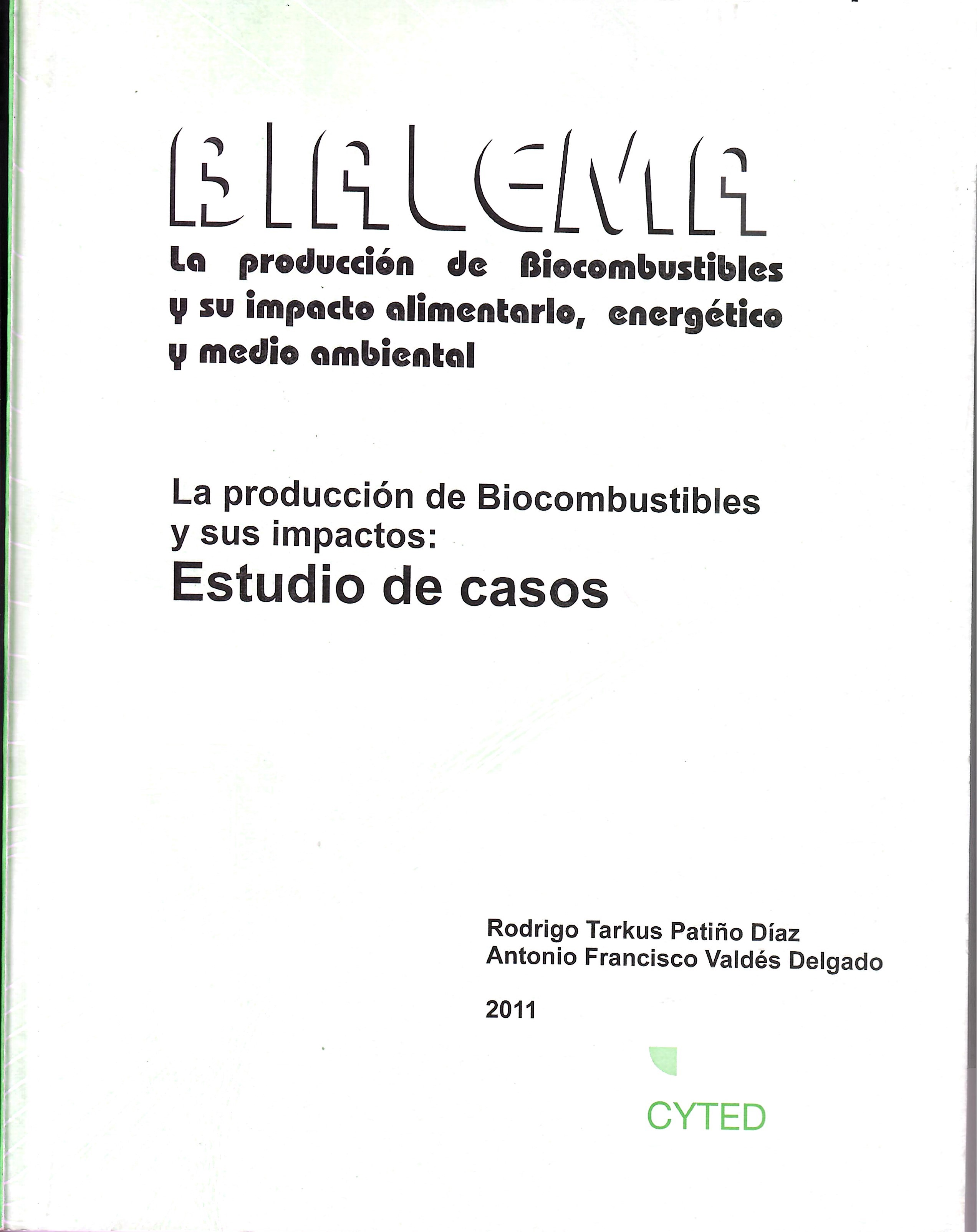 BIGLEMG La producción de Biocombustibles y su impacto alimentarlo, energético y medio ambiental La producción de Biocombustibles y sus impactos: Estudio de casos