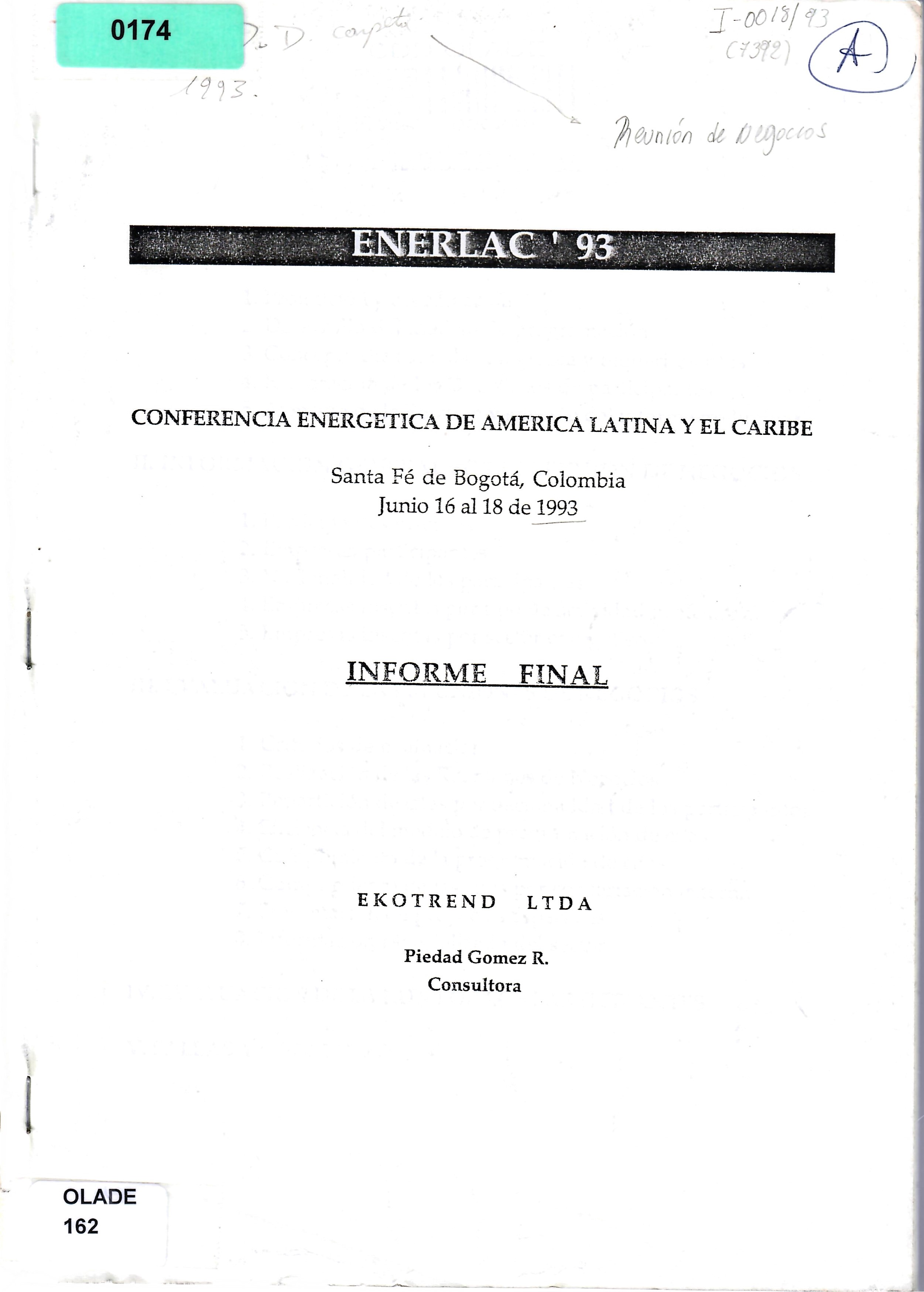 CONFERENCIA ENERGETICA DE AMERICA LATINA Y EL CARIBE INFORME FINAL