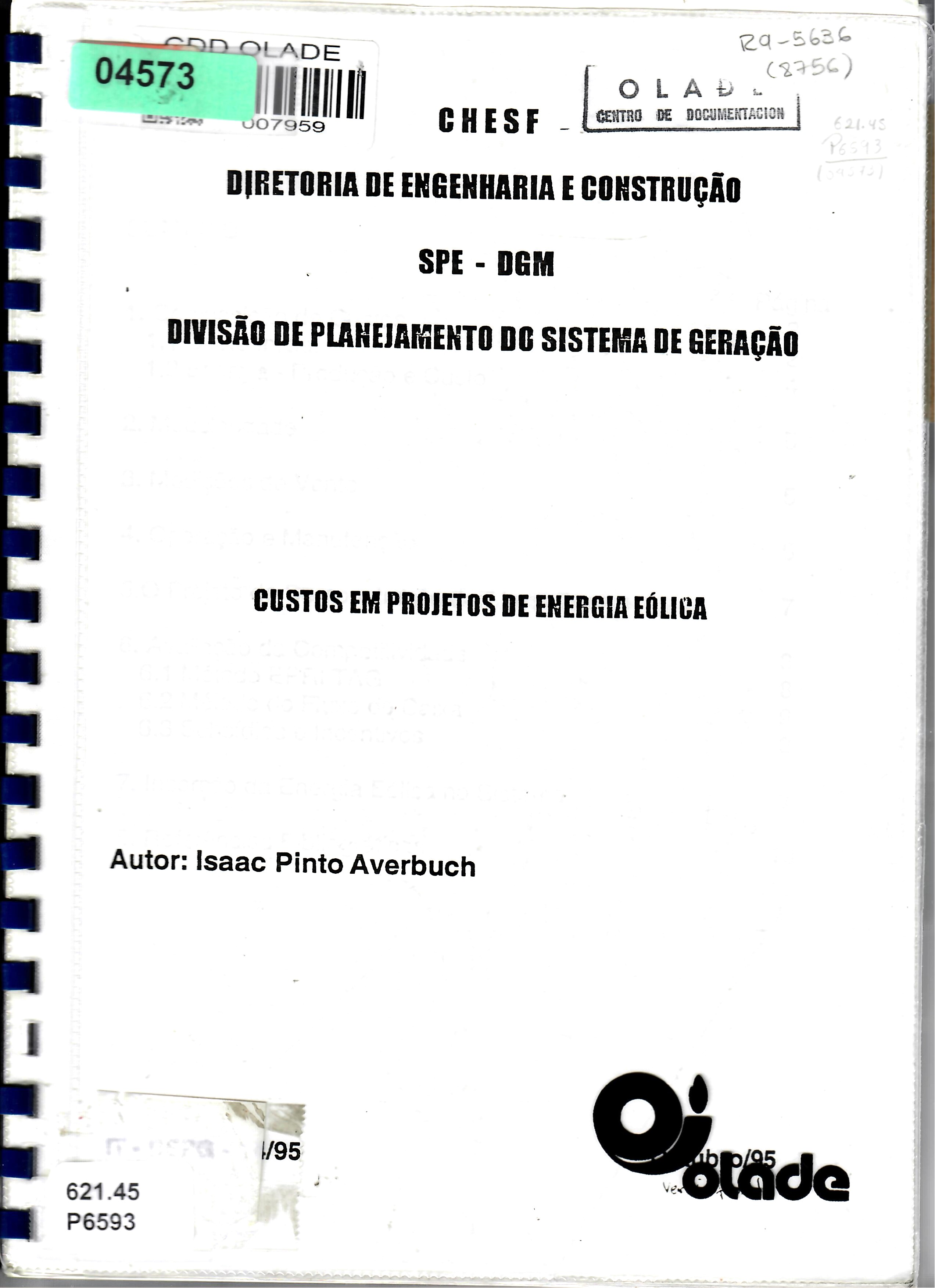 CUSTOS EM PROJETOS DE ENERGIA EÓLICA