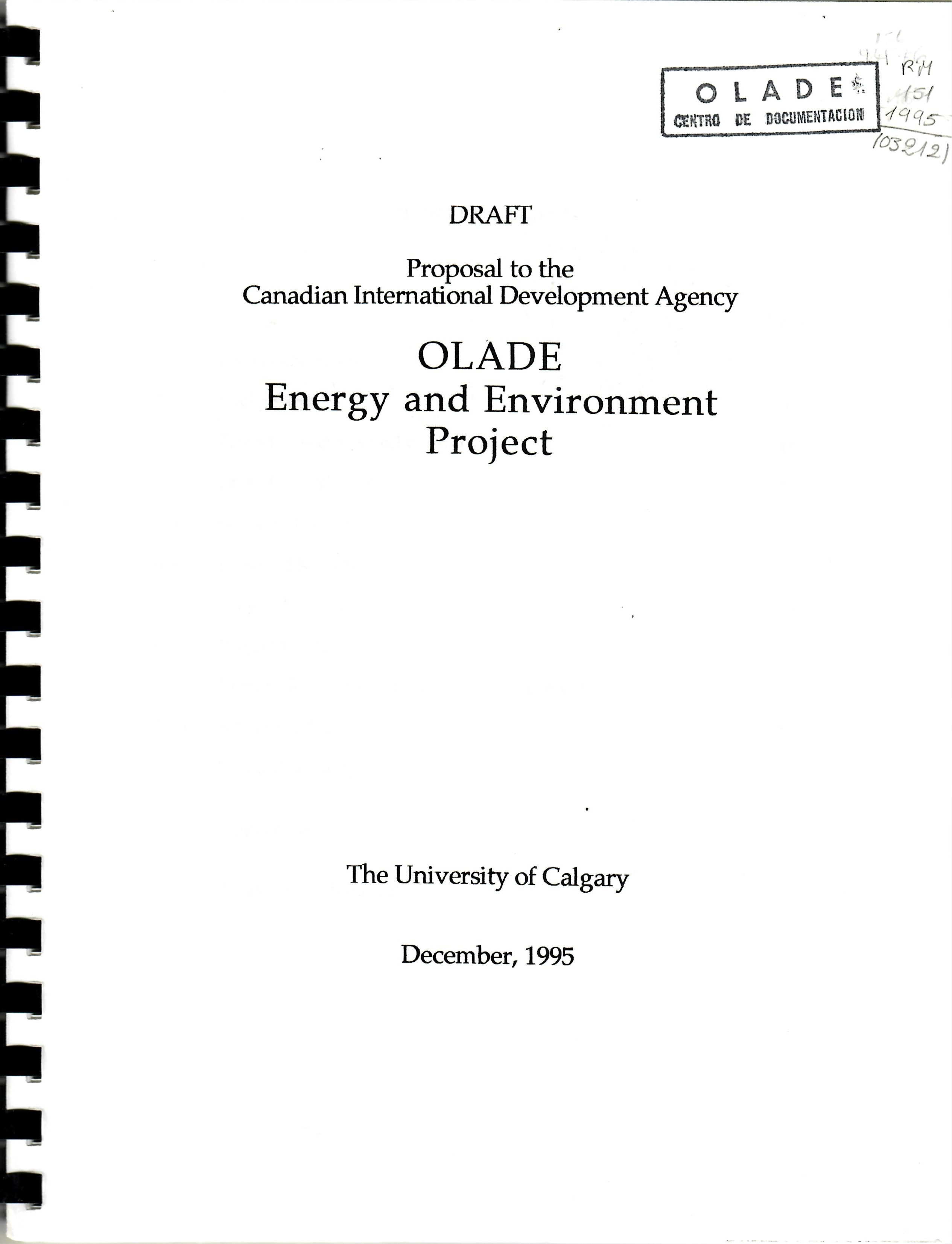 Canadian International Development Agency OLADE Energy and Environment Project