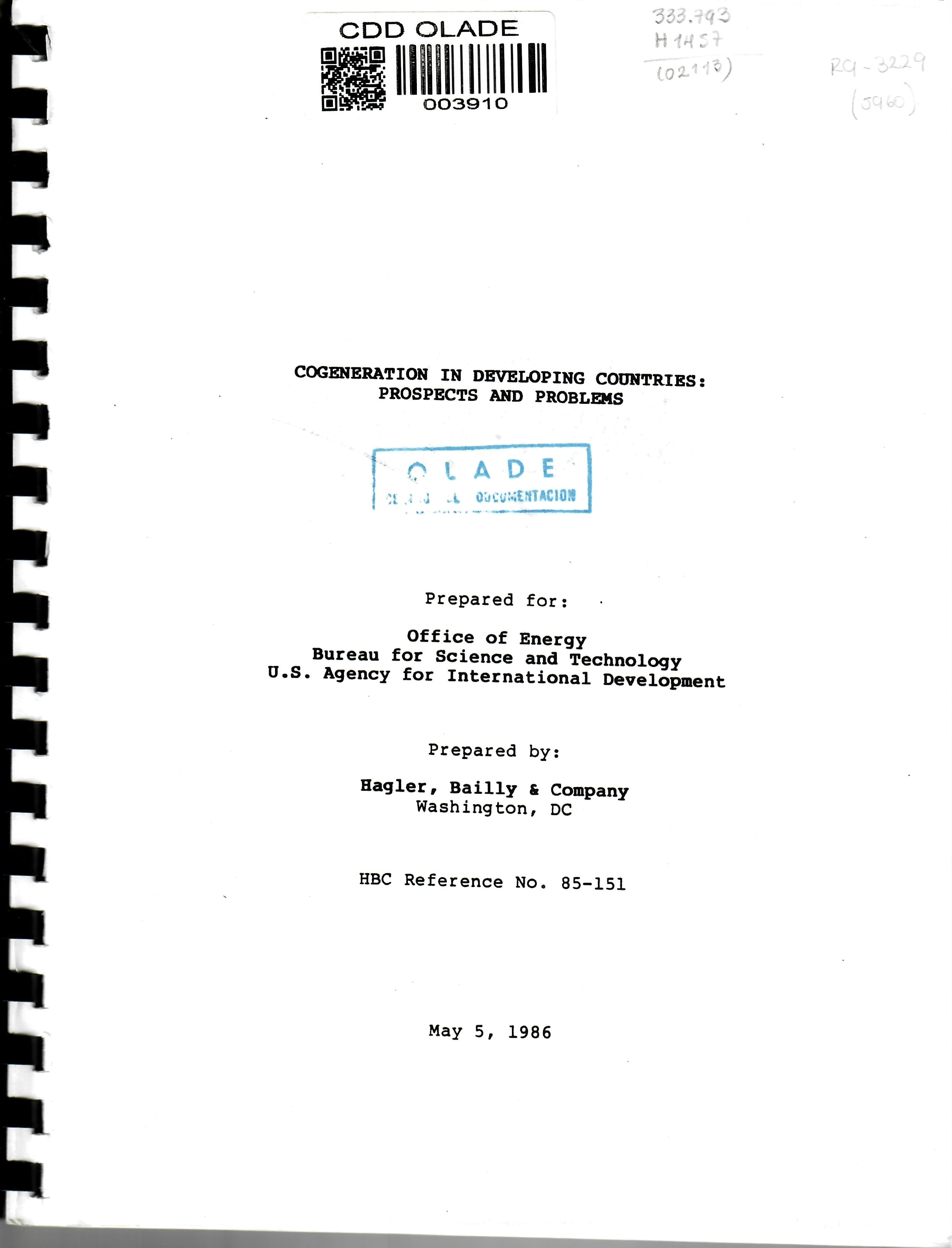 COGENERATION IN DEVELOPING COUNTRIES: PROSPECTS AND PROBLEMS