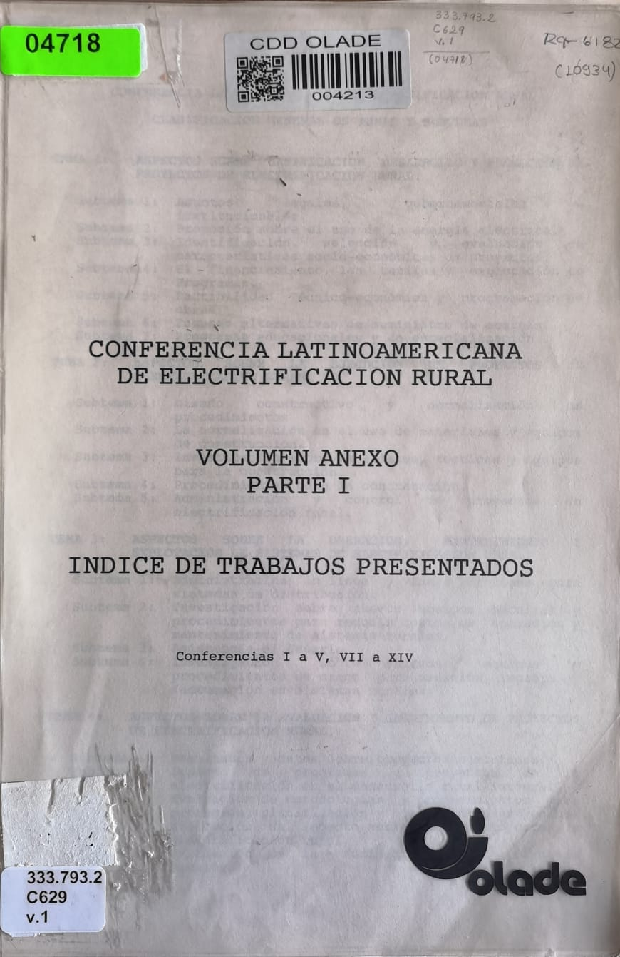 CONFERENCIA LATINOAMERICANA DE ELECTRIFICACION RURAL: INDICE DE TRABAJOS PRESENTADOS