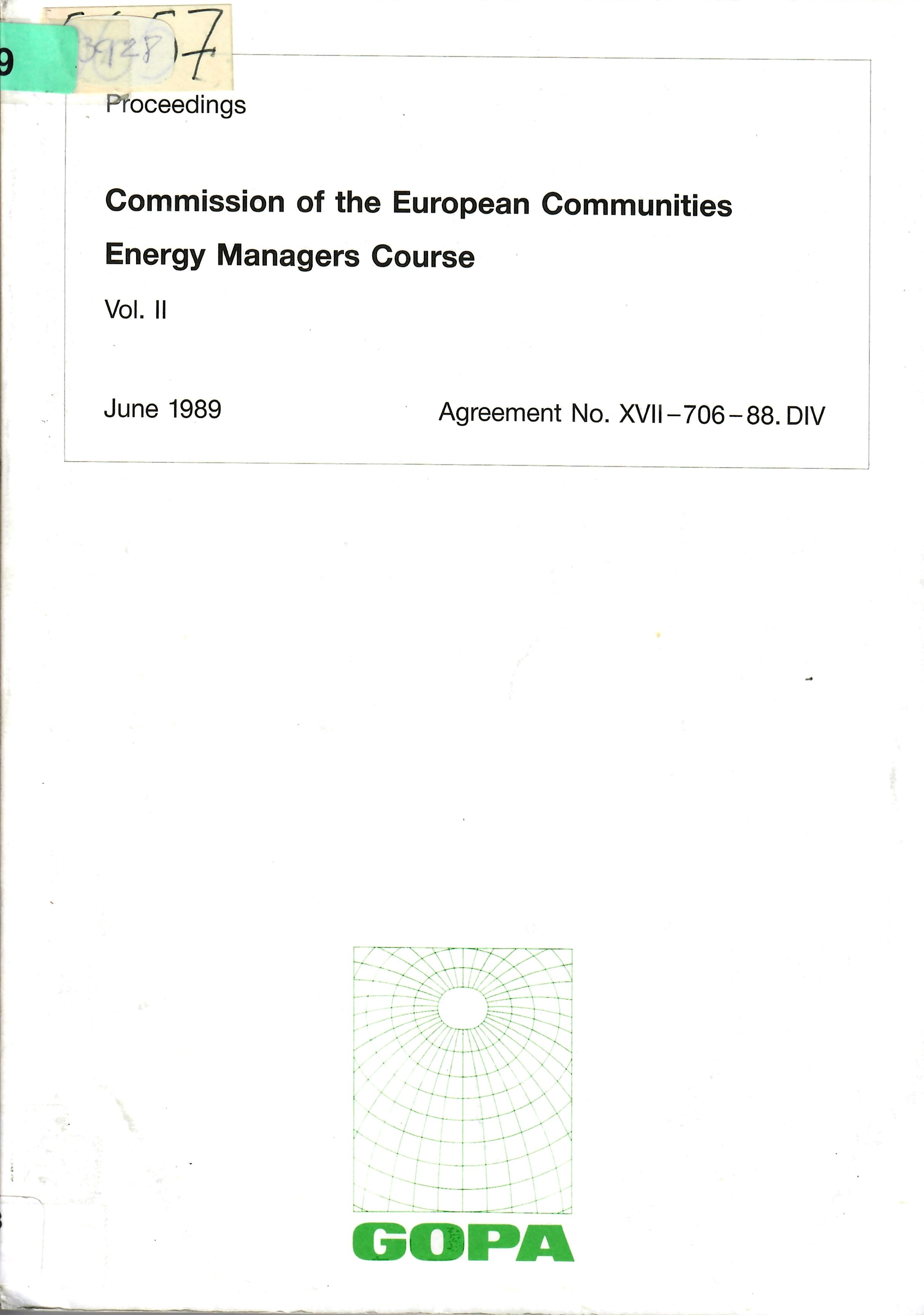 Commission of the European Communities Energy Managers Course Vol. Il