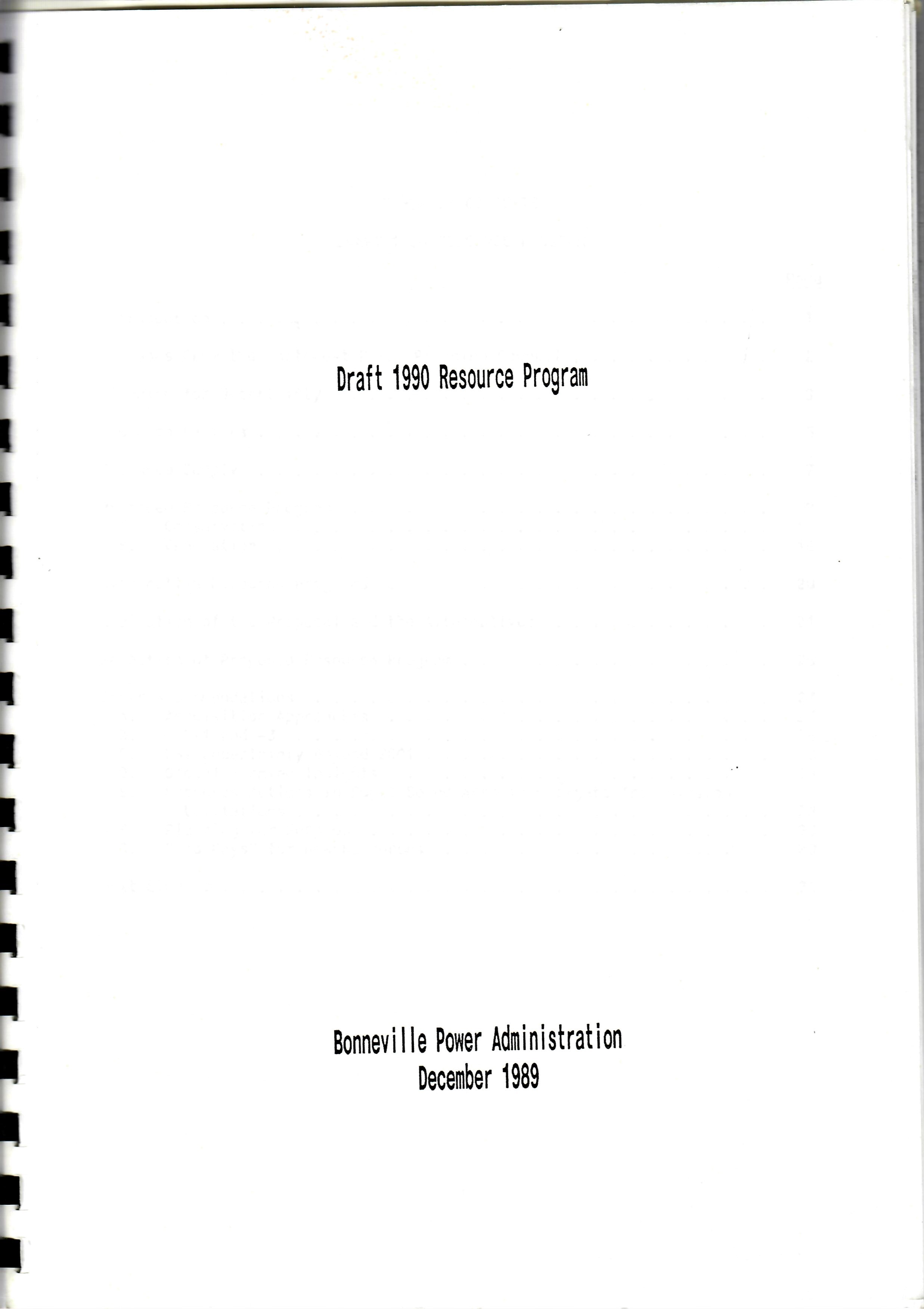 Draft 1990 Resource Program