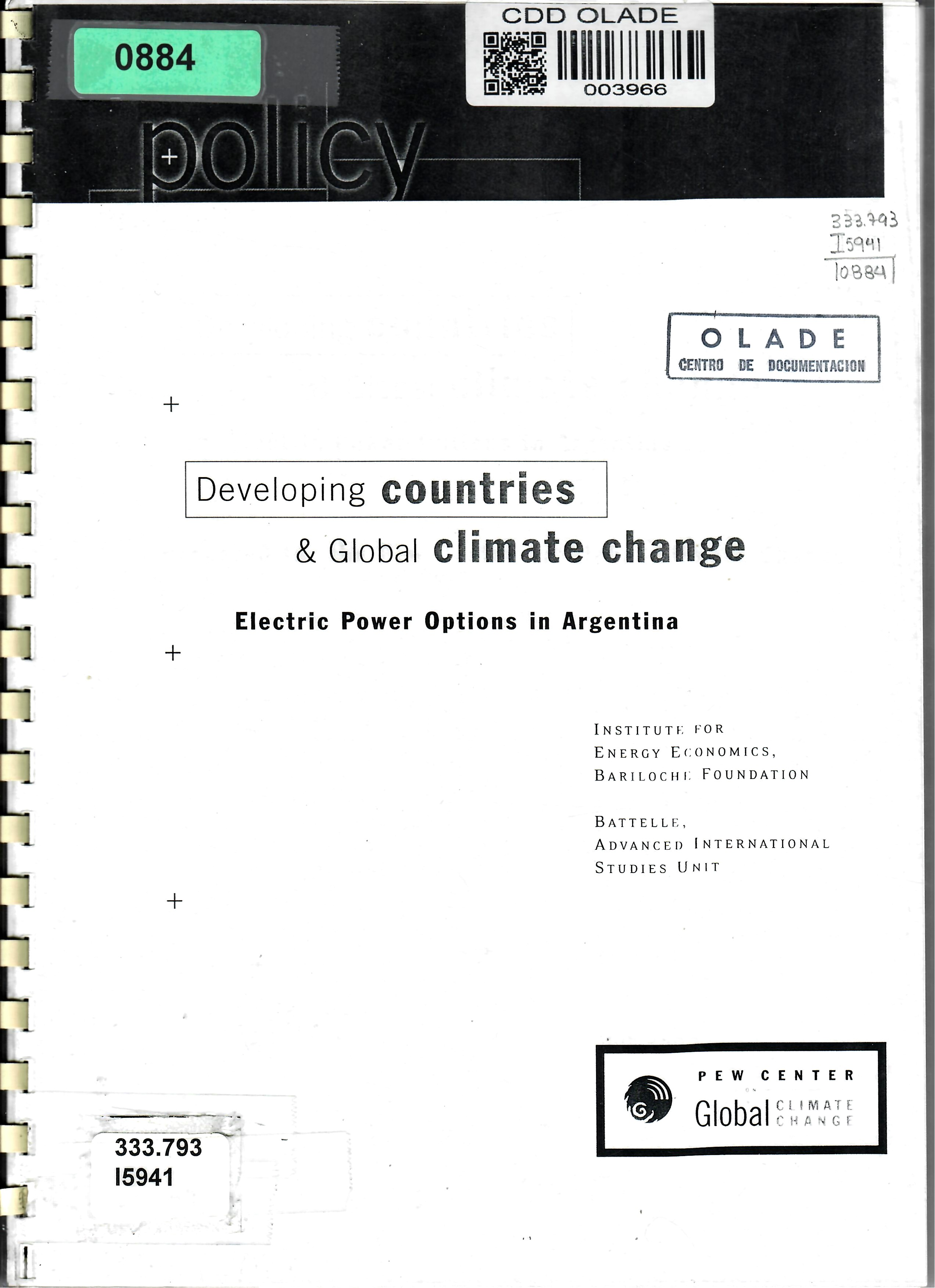 Developing countries & Global climate change Electric Power Options in Argentina