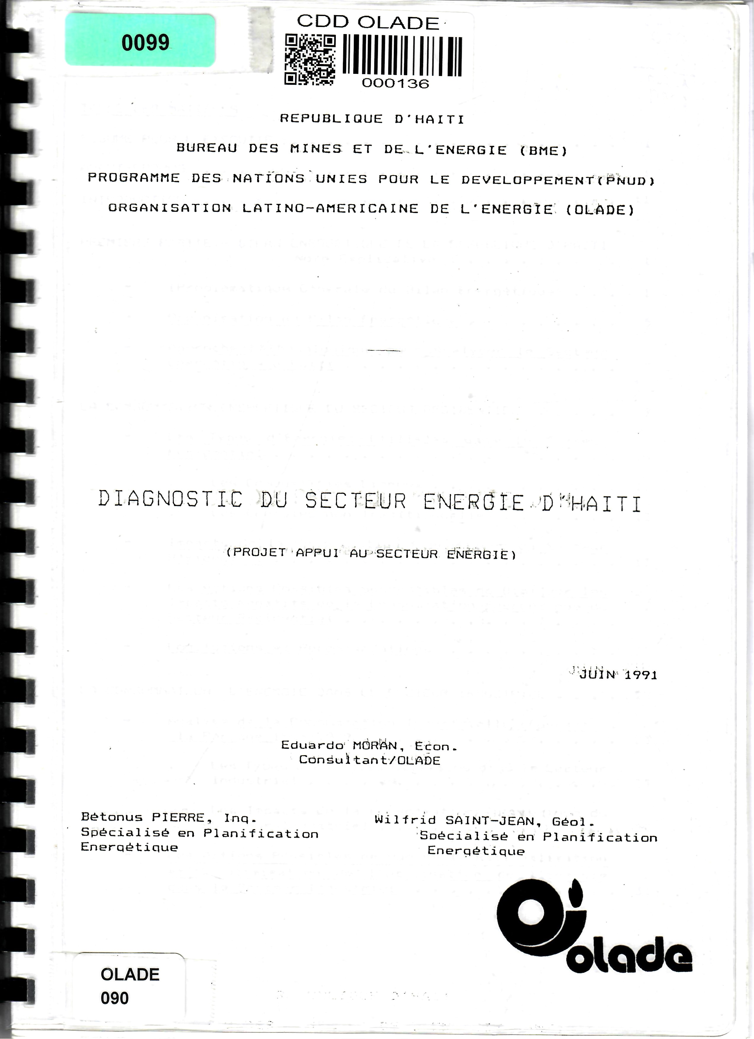 DIAGNOSTIC DU SECTEUR ENERGIE DRHAITI