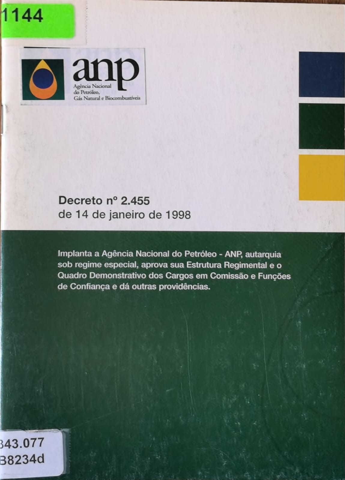 Decreto n° 2.455 de 14 de janeiro de 1998