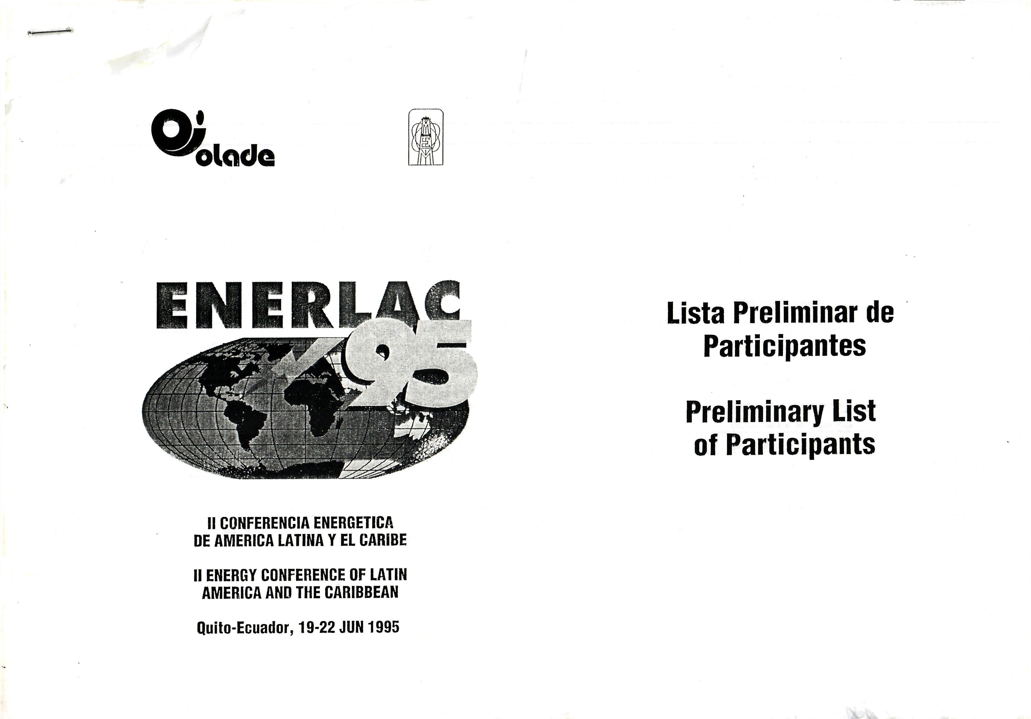 ENERLAC 35 Lista Preliminar de Participantes II CONFERENCIA ENERGETICA DE AMERICA LATINA Y EL CARIBE