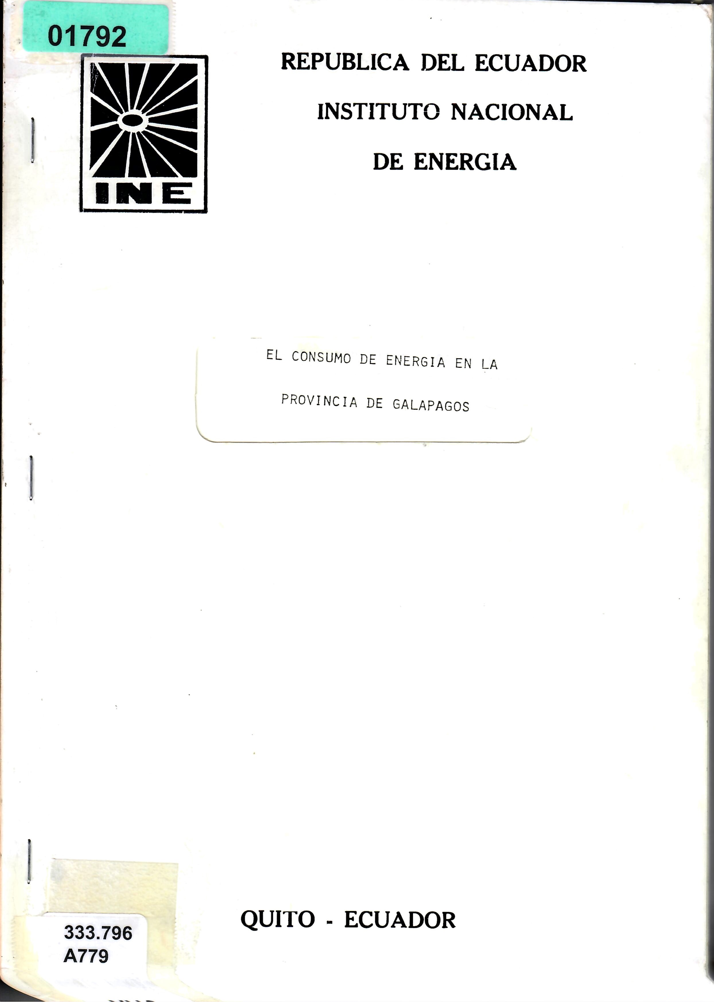 EL CONSUMO DE ENERGIA EN LA PROVINCIA DE GALAPAGOS