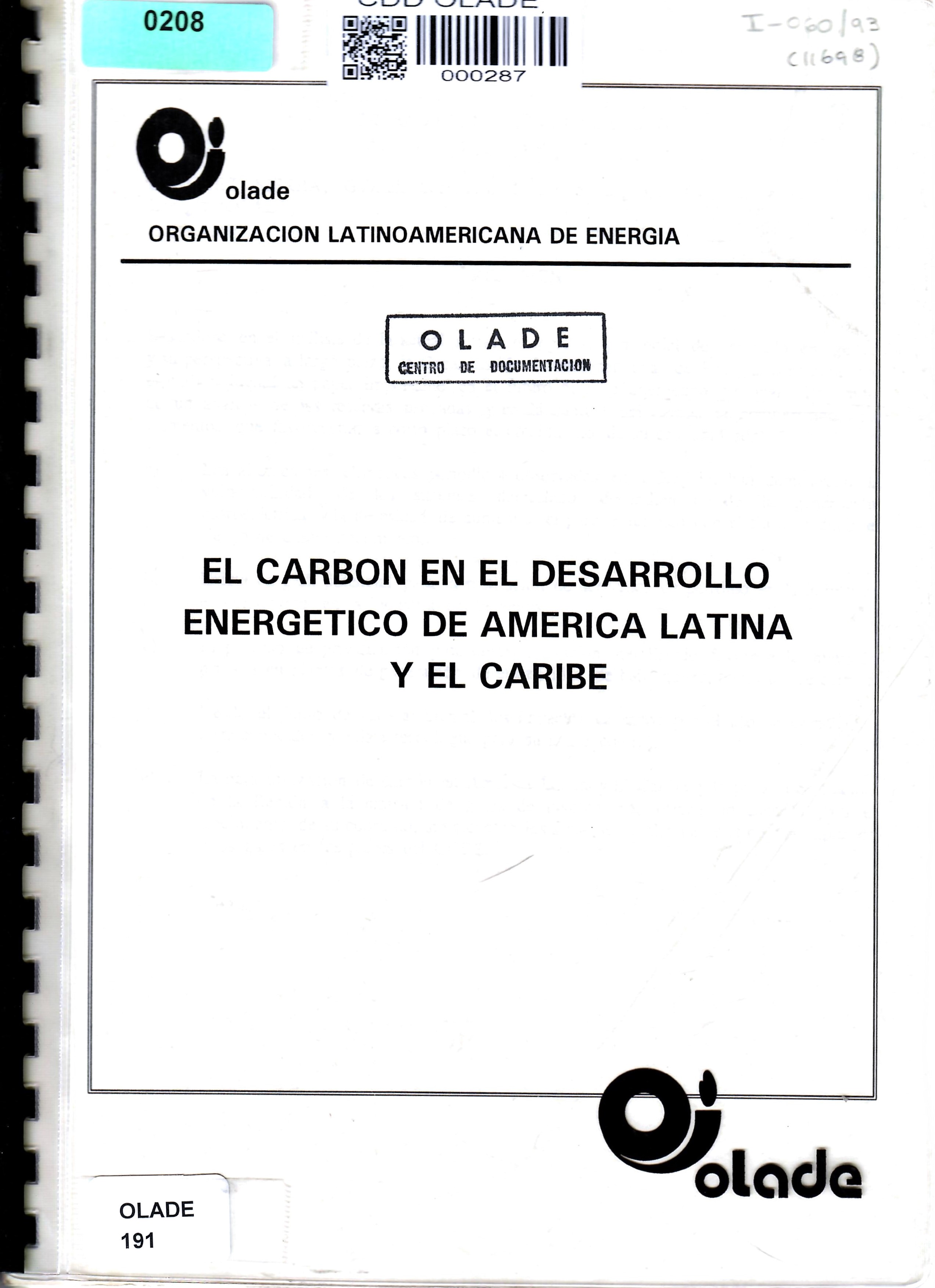 EL CARBON EN EL DESARROLLO ENERGETICO DE AMERICA LATINA Y EL CARIBE