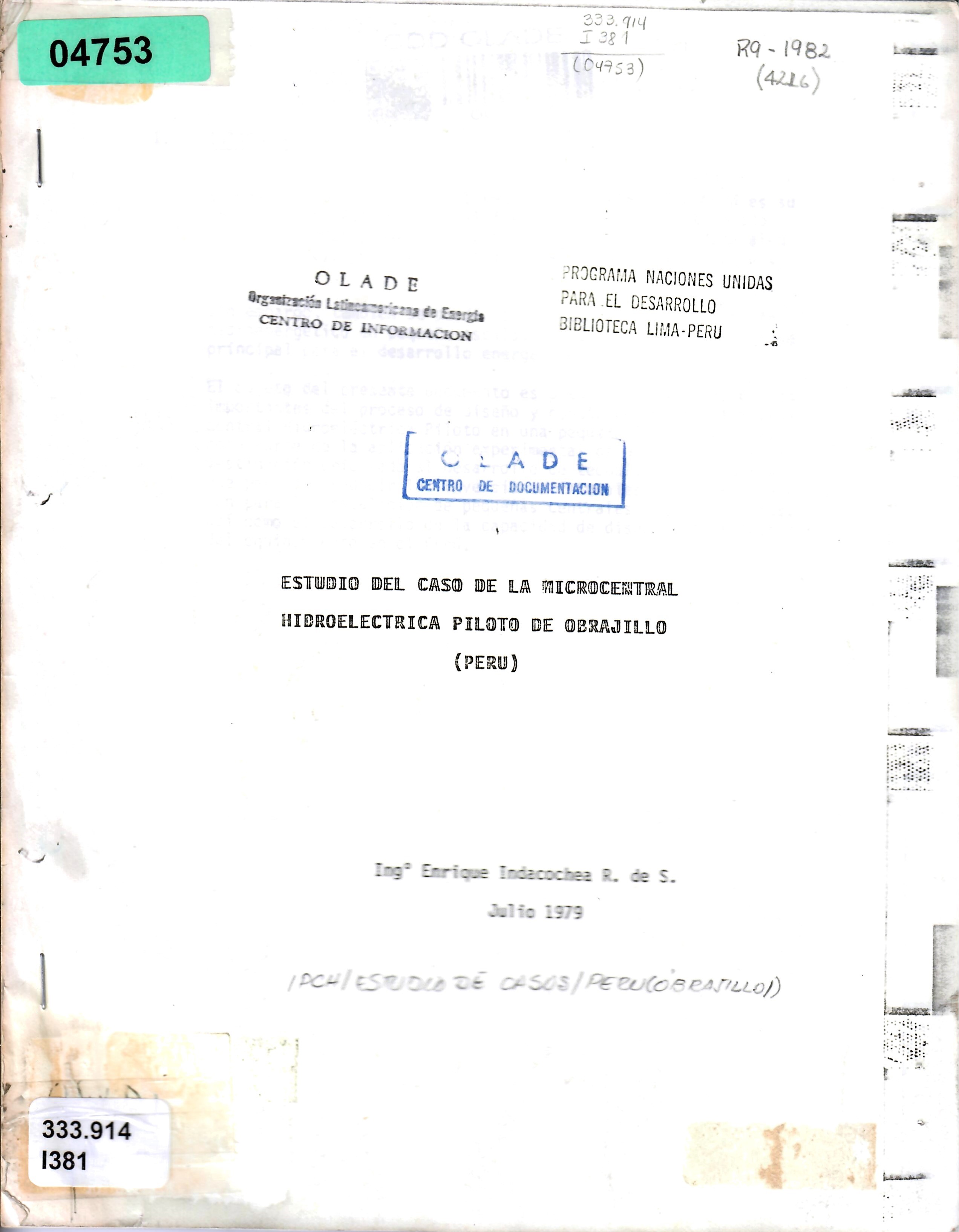 ESTUDIO DEL CASO DE LA MICROCENTRAL HIDROELECTRICA PILOTO DE OBRAJILLO (PERU)