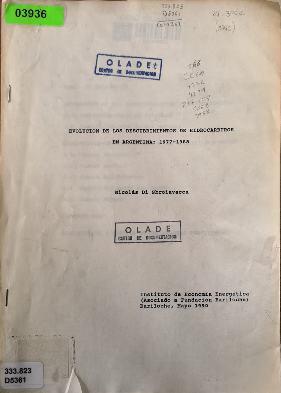 EVOLUCION DE LOS DESCUBRIMIENTOS DE HIDROCARBUROS EN ARGENTINA: 1977-1988