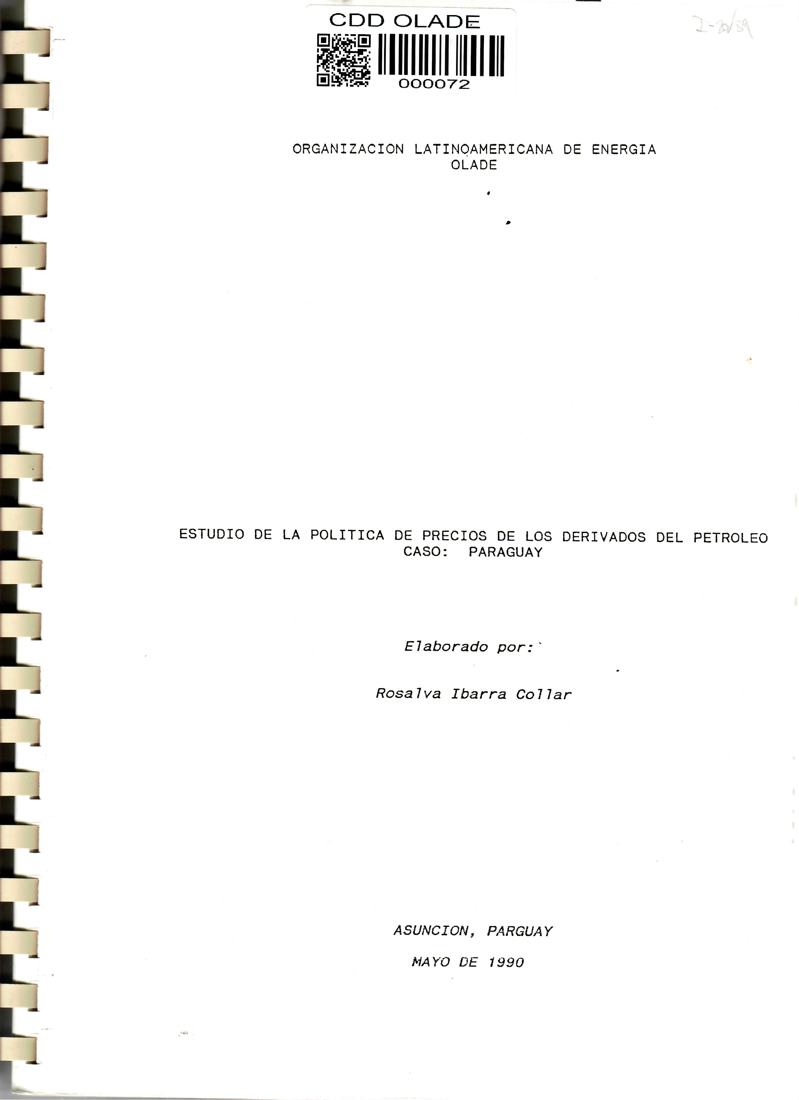 ESTUDIO DE LA POLITICA DE PRECIOS DE LOS DERIVADOS DEL PETROLEO CASO: PARAGUAY
