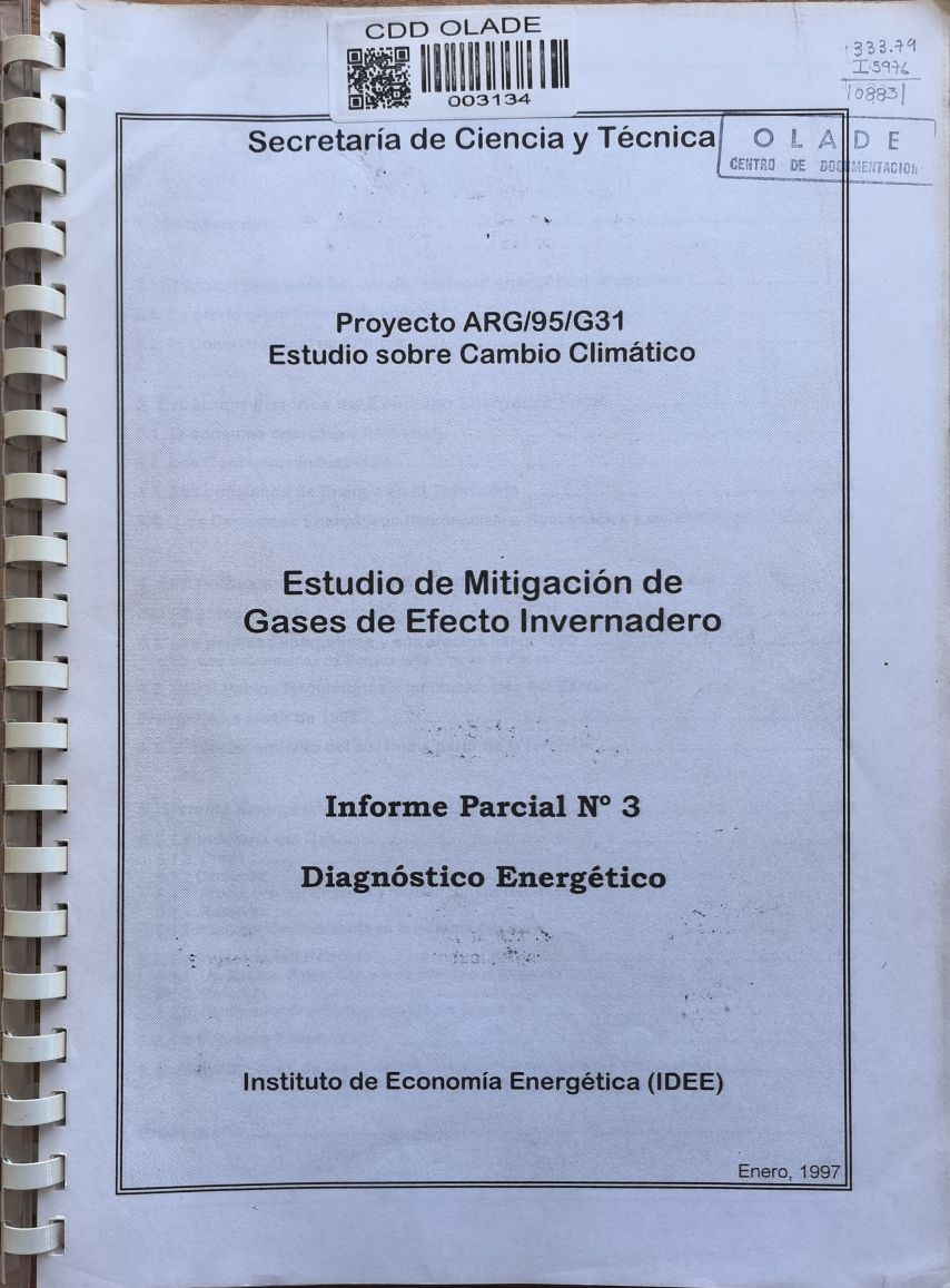 Estudio de Mitigación de Gases de Efecto Invernadero: Diagnóstico Energético
