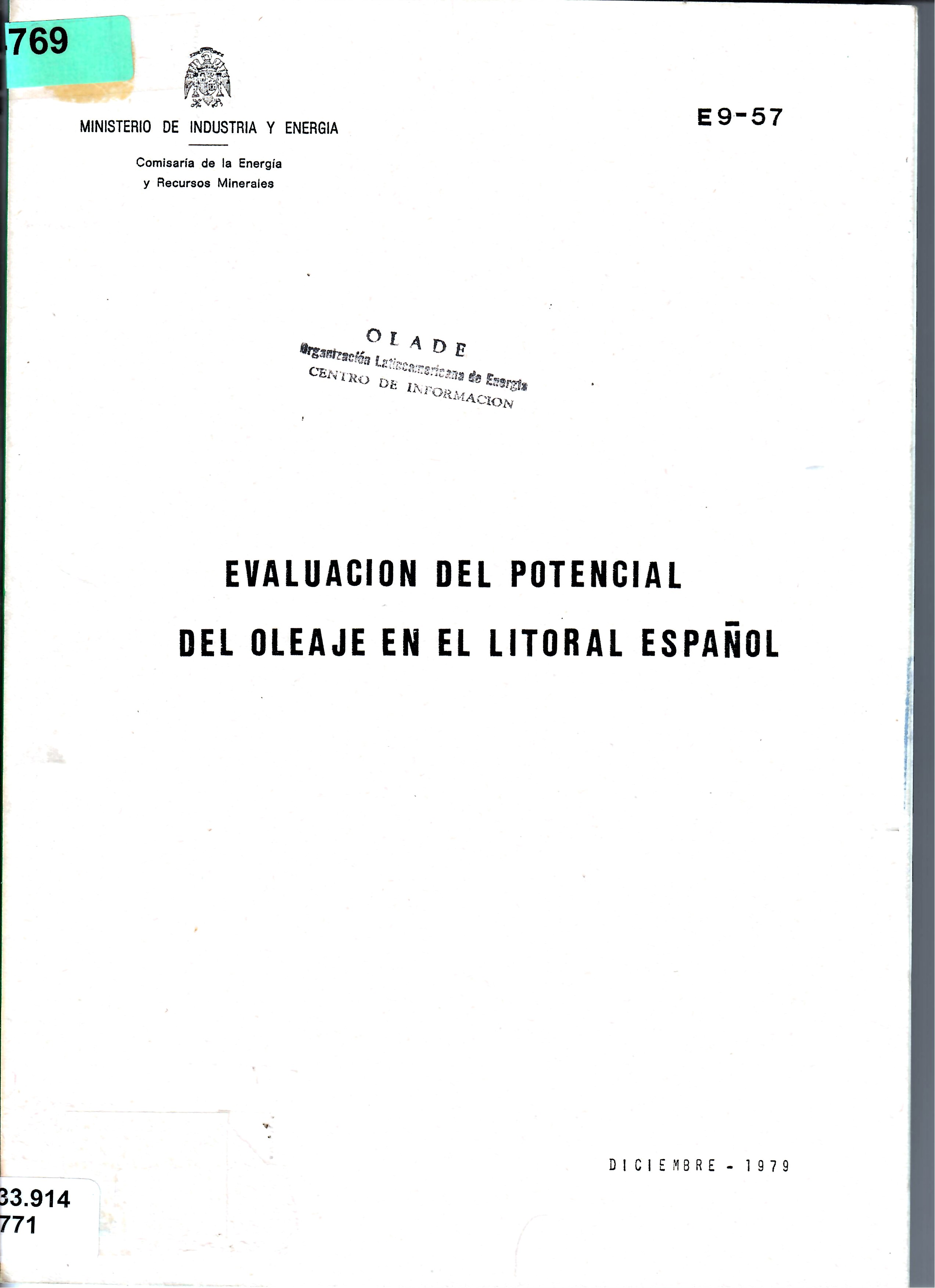EVALUACION DEL POTENCIAL DEL OLEAJE EN EL LITORAL ESPAÑOL