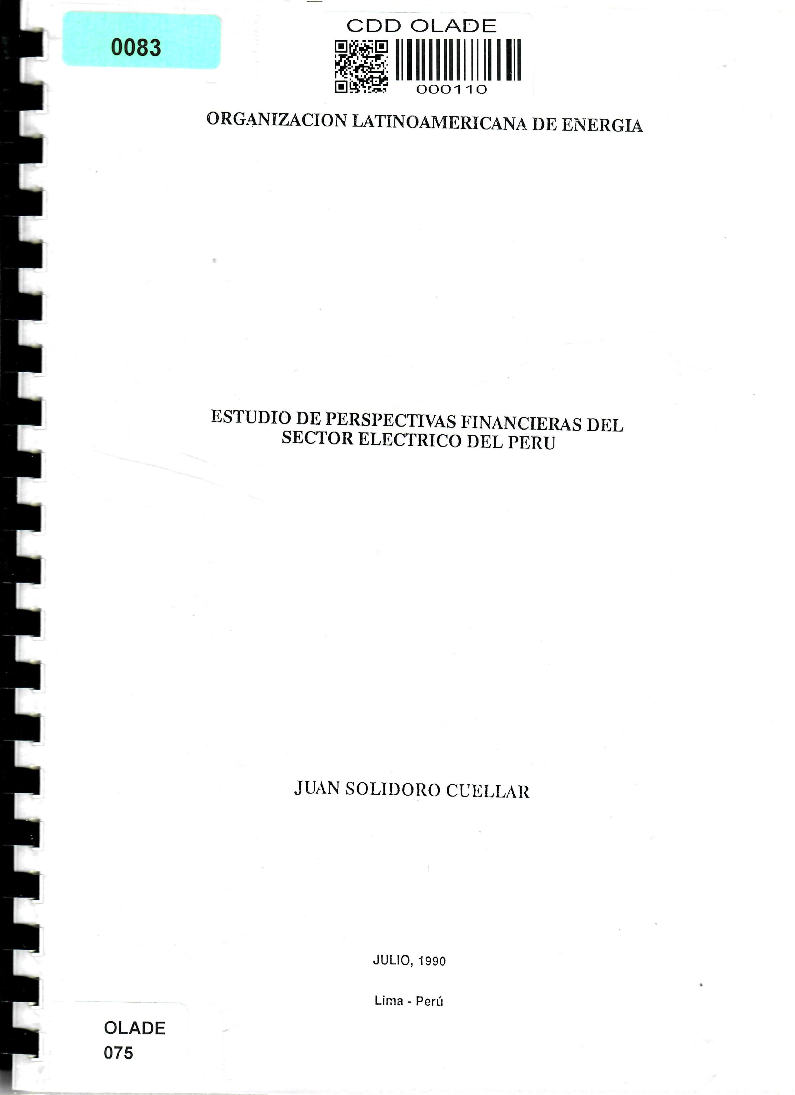 ESTUDIO DE PERSPECTIVAS FINANCIERAS DEL SECTOR ELECTRICO DEL PERU