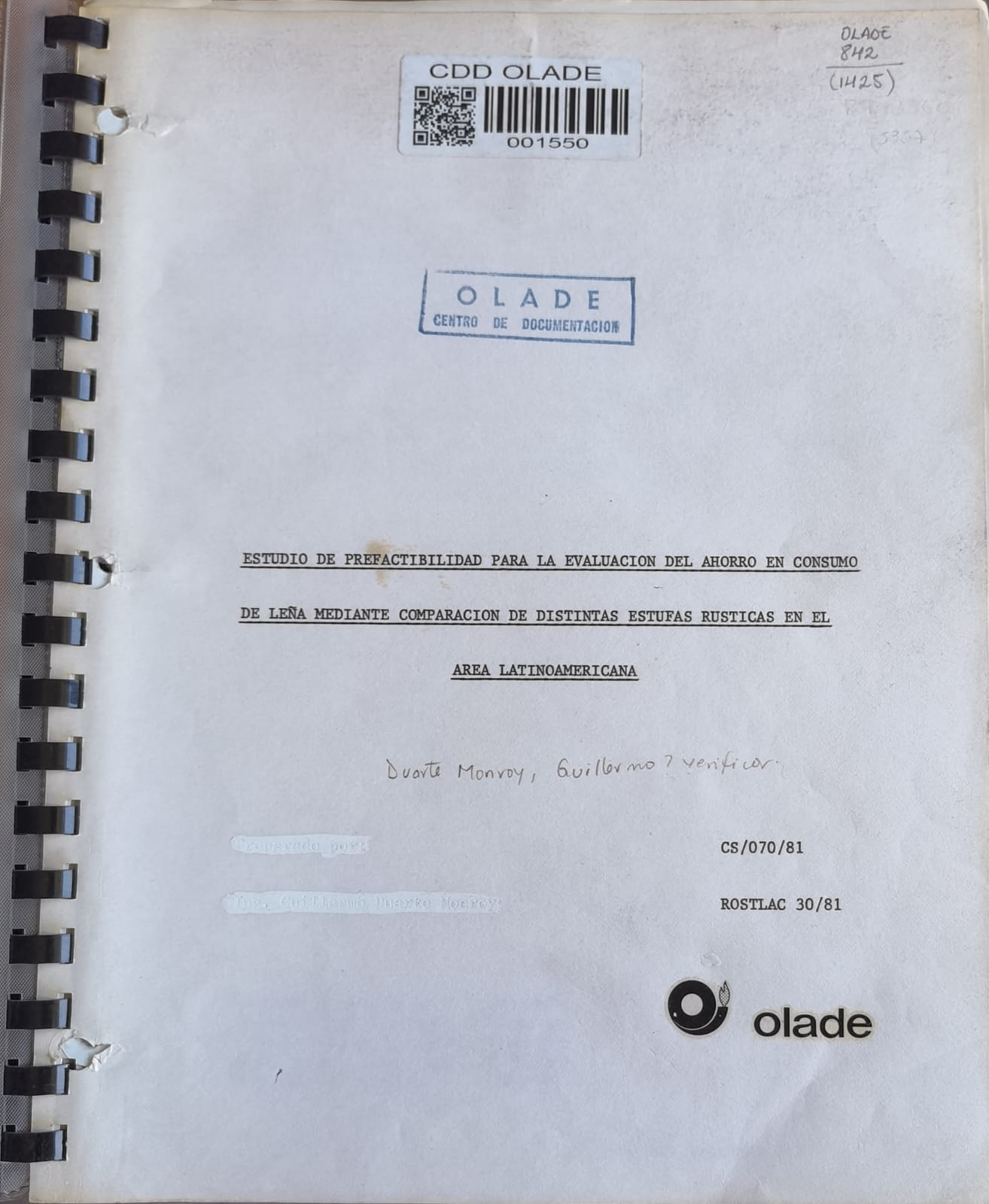 ESTUDIO DE PREFACTIBILIDAD PARA LA EVALUACION DEL AHORRO EN CONSUMO DE LEÑA MEDIANTE COMPARACION DE DISTINTAS ESTUFAS RUSTICAS EN EL AREA LATINOAMERICANA