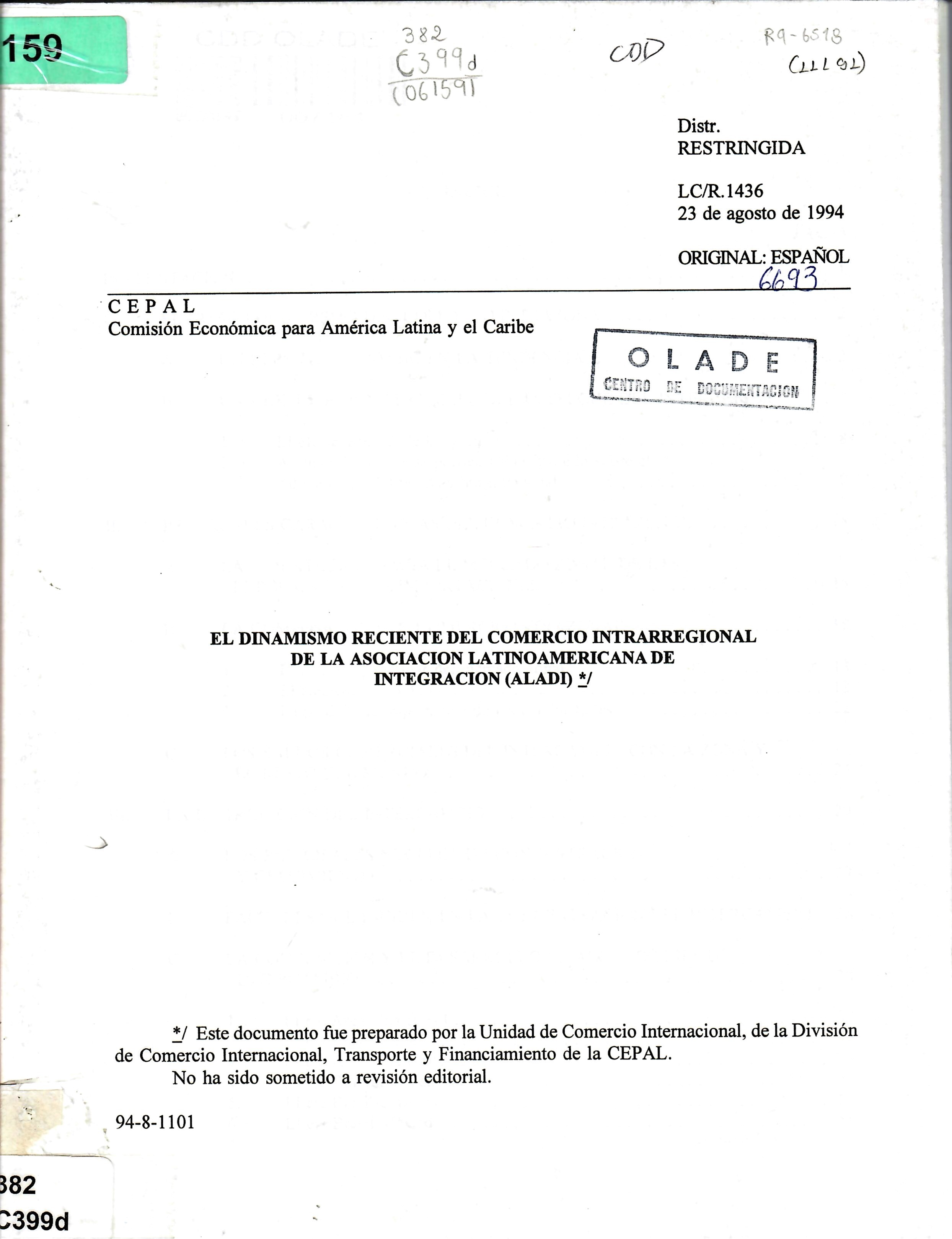 EL DINAMISMO RECIENTE DEL COMERCIO INTRARREGIONAL DE LA ASOCIACION LATINOAMERICANA DE INTEGRACION (ALADI)