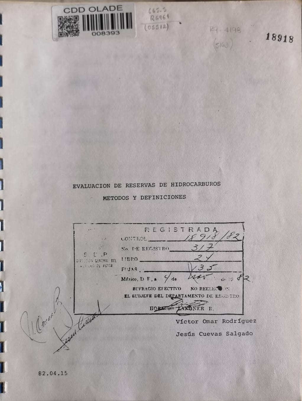 EVALUACION DE RESERVAS DE HIDROCARBUROS: METODOS Y DEFINICIONES