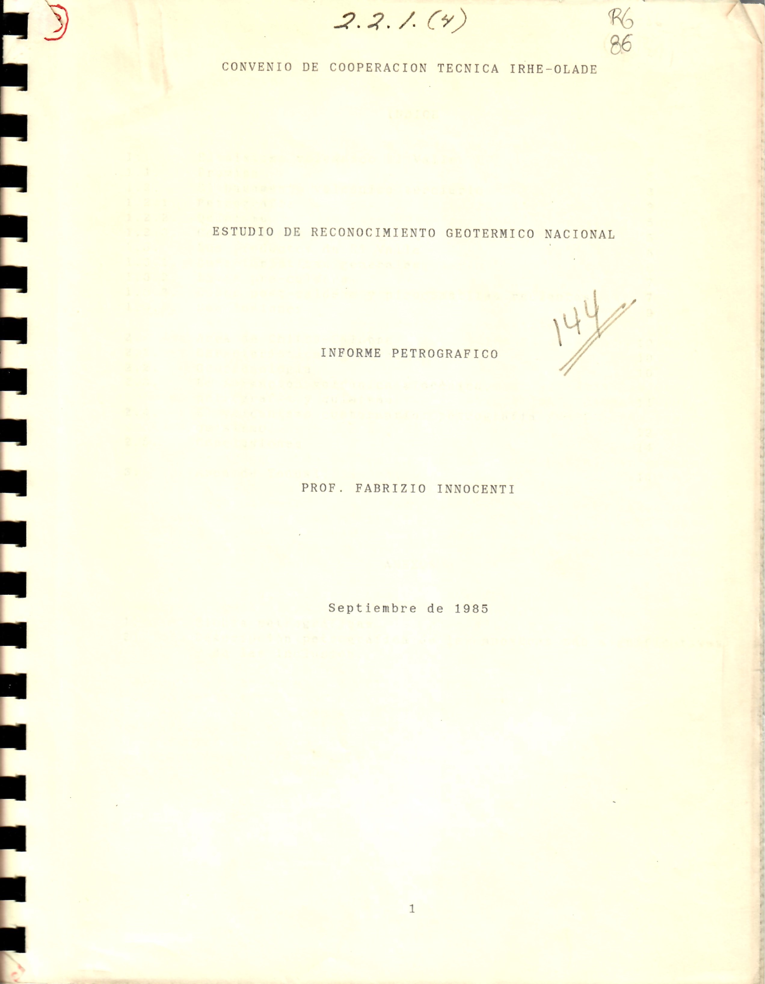 ESTUDIO DE RECONOCIMIENTO GEOTERMICO NACIONAL INFORME PETROGRAFICO