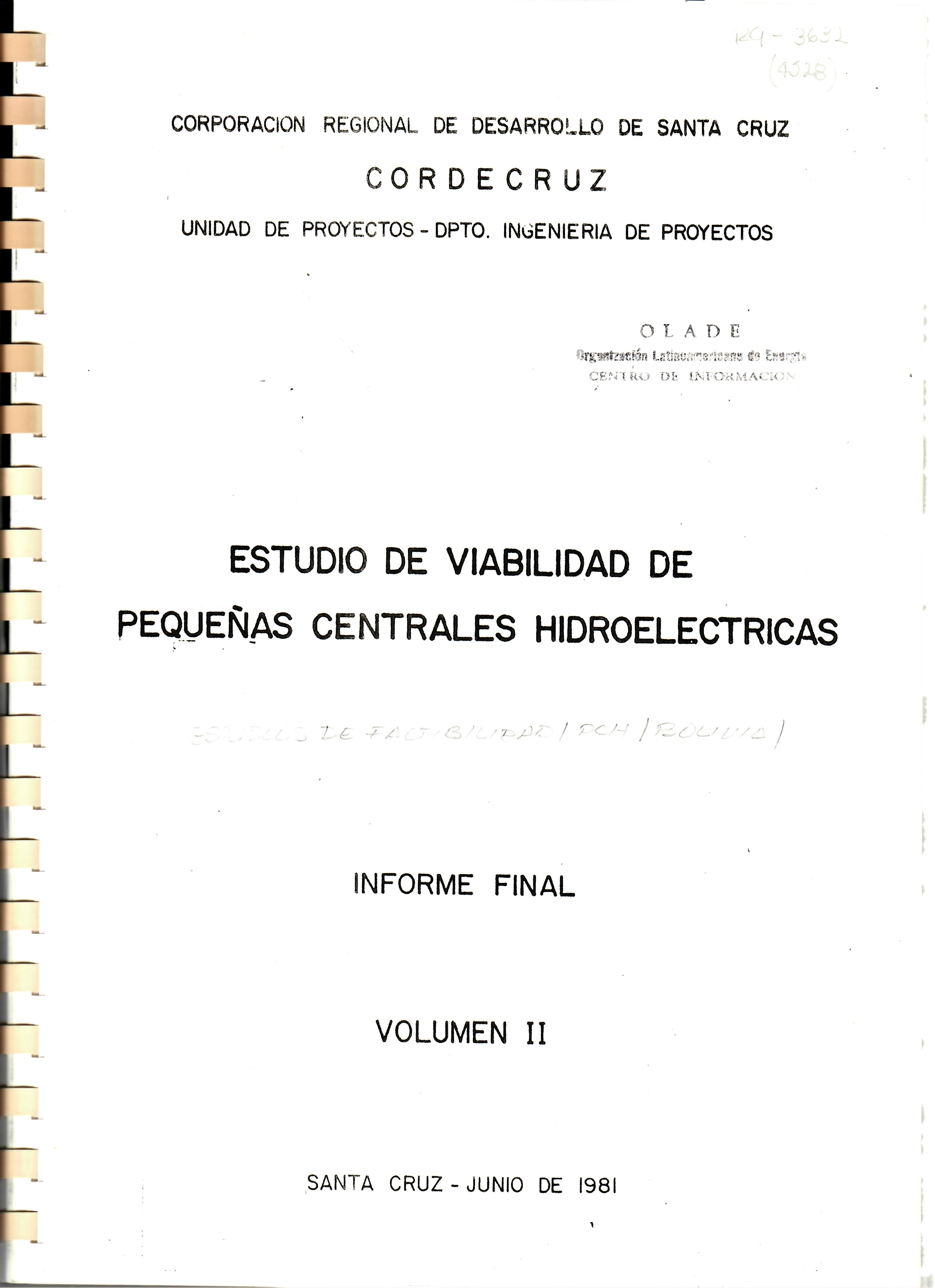 ESTUDIO DE VIABILIDAD DE PEQUEÑAS CENTRALES HIDROELECTRICAS INFORME FINAL VOLUMEN II
