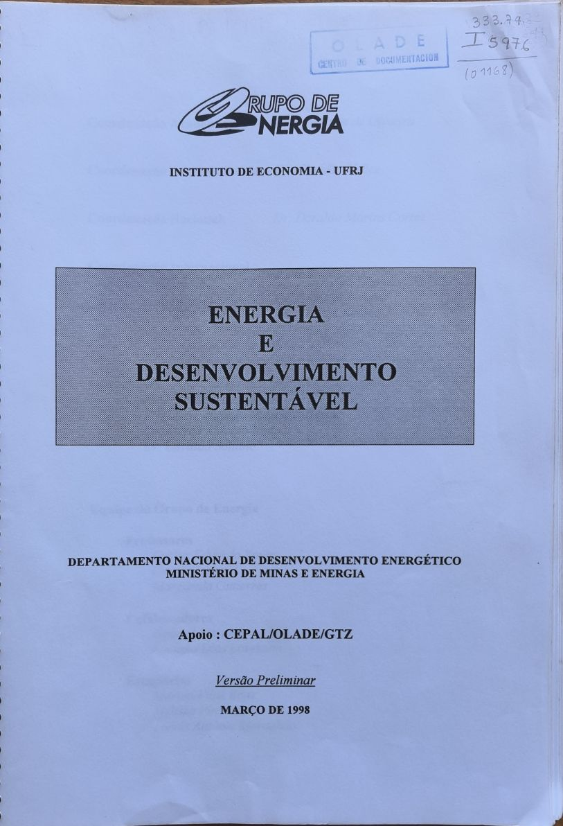 ENERGIA E DESENVOLVIMENTO SUSTENTÁVEL