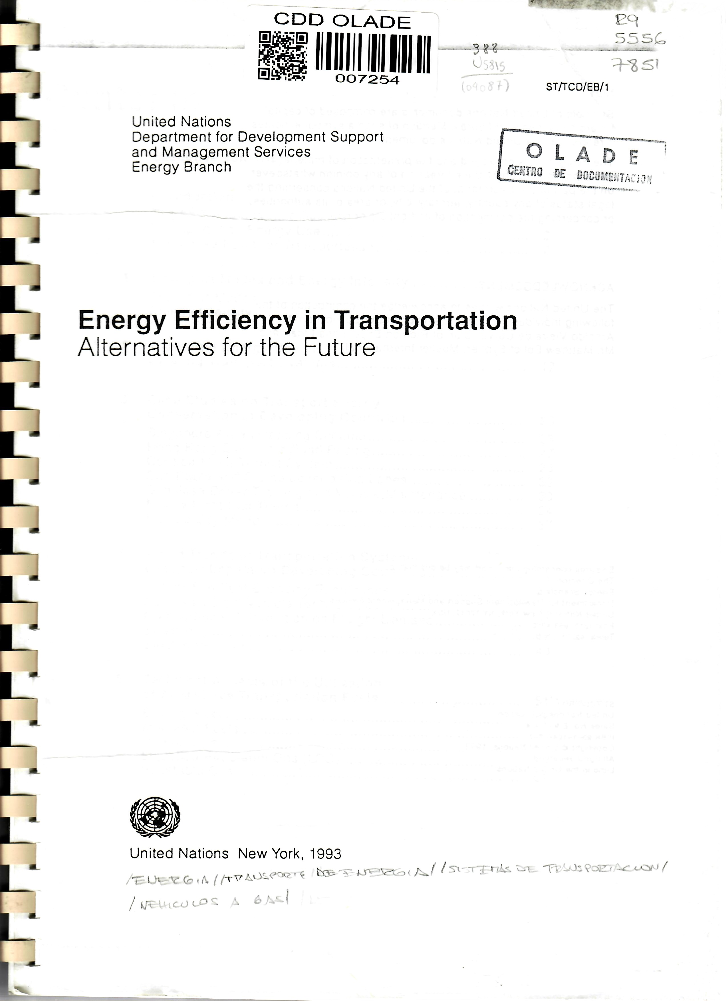 Energy Efficiency in Transportation Alternatives for the Future