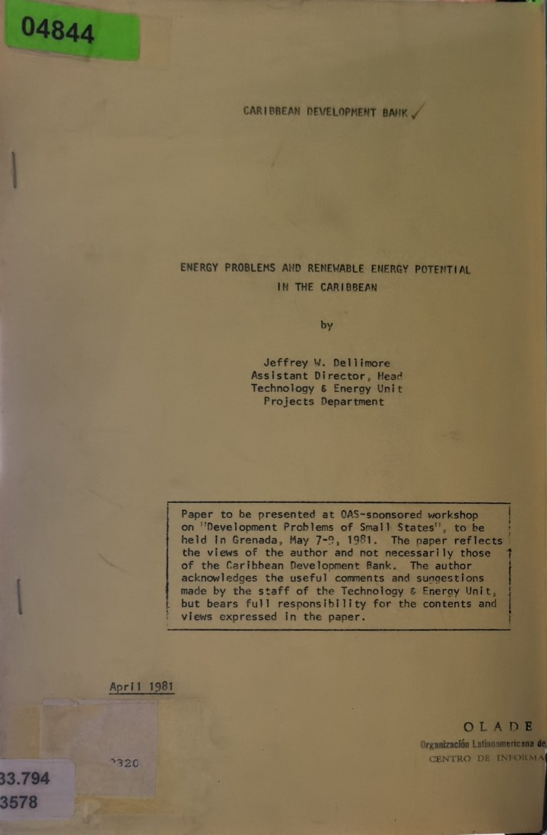 ENERGY PROBLEMS AND RENEWABLE ENERGY POTENTIAL IN THE CARIBBEAN
