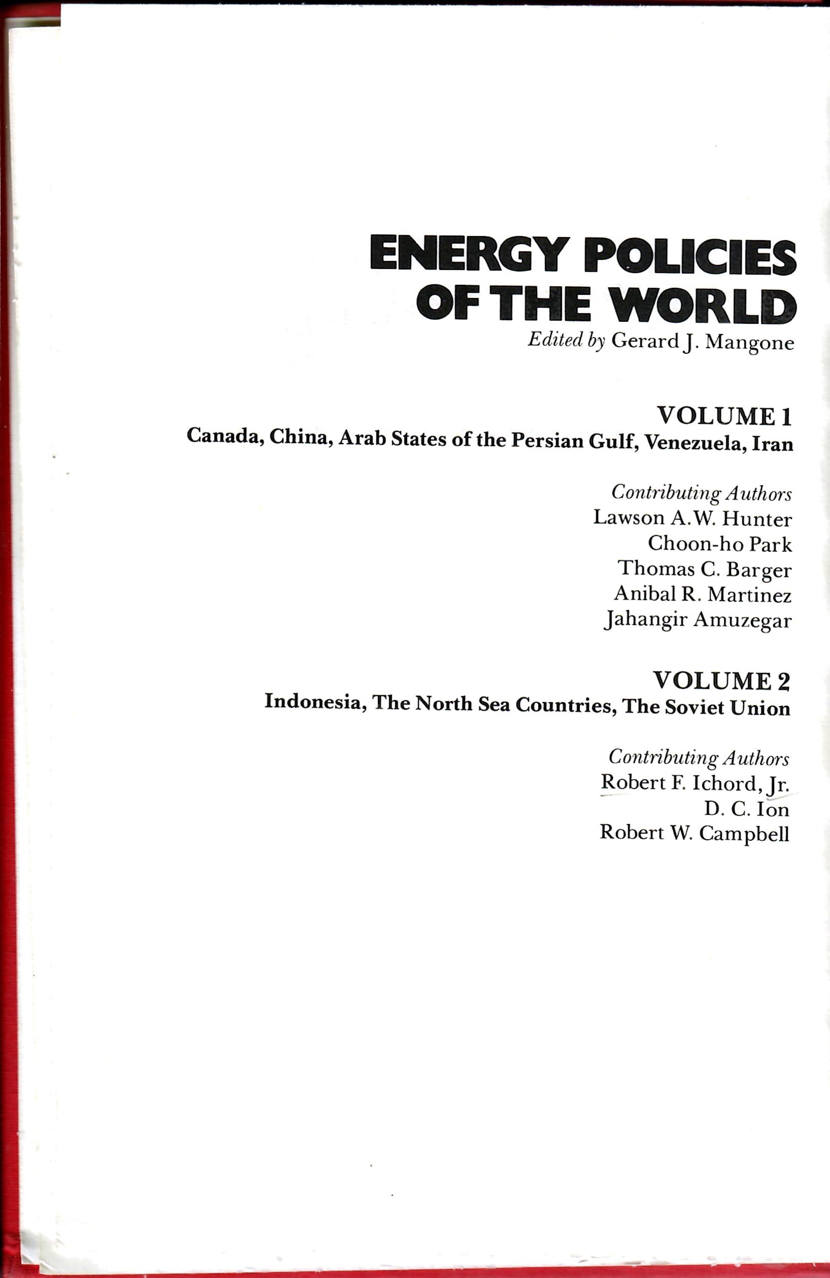 ENERGY POLICIES OF THE WORLD