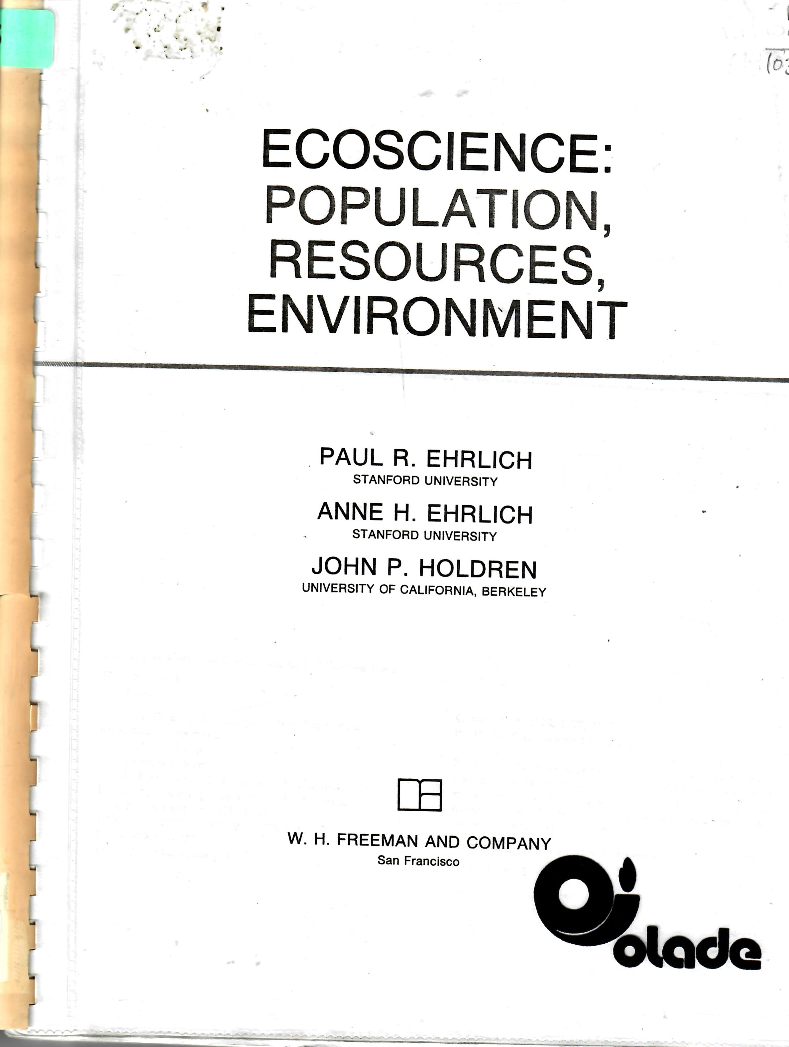 ECOSCIENCE: POPULATION, RESOURCES, ENVIRONMENT