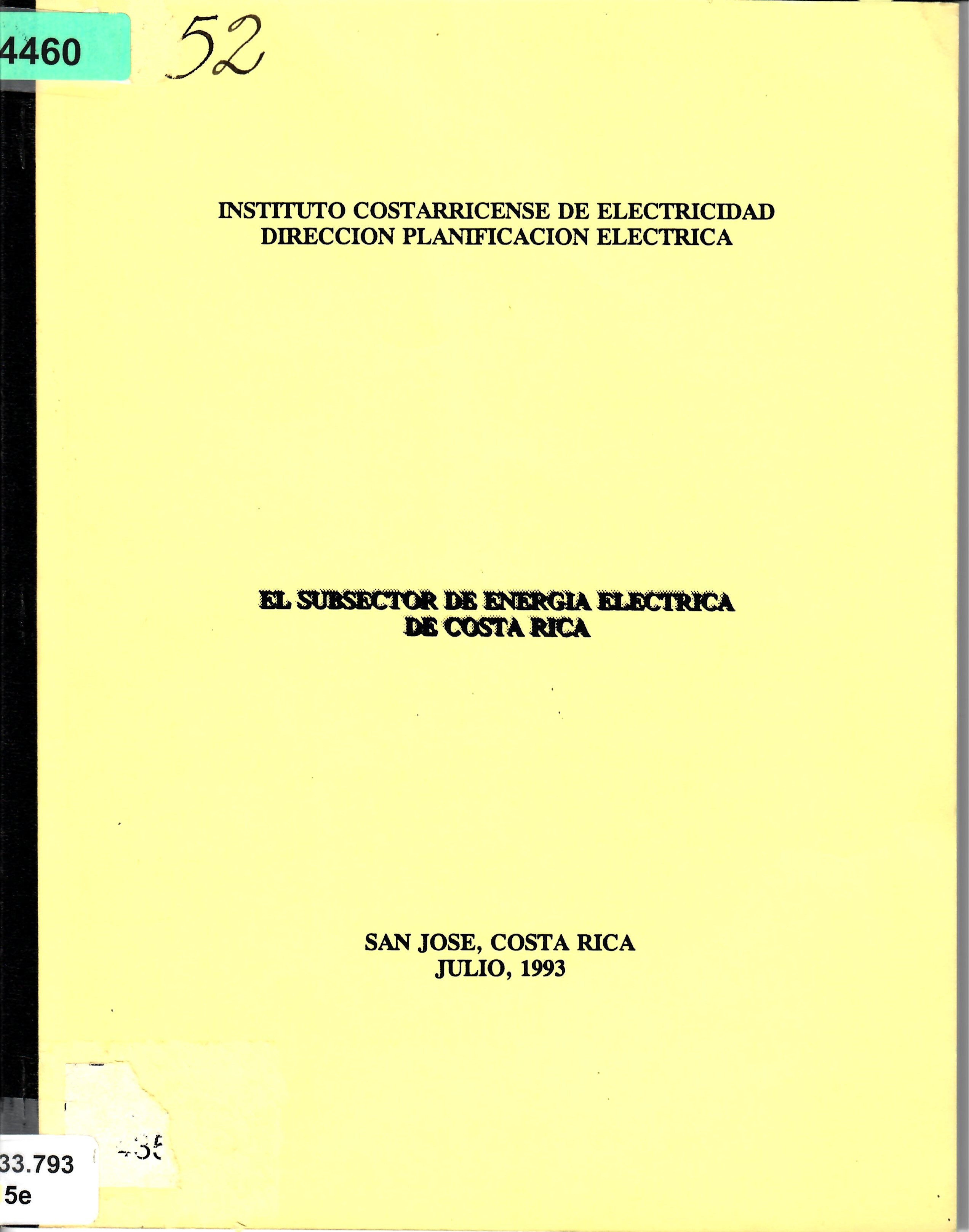 EL SUBSECTOR DE ENERGIA ELECTRICA DE COSTA RICA