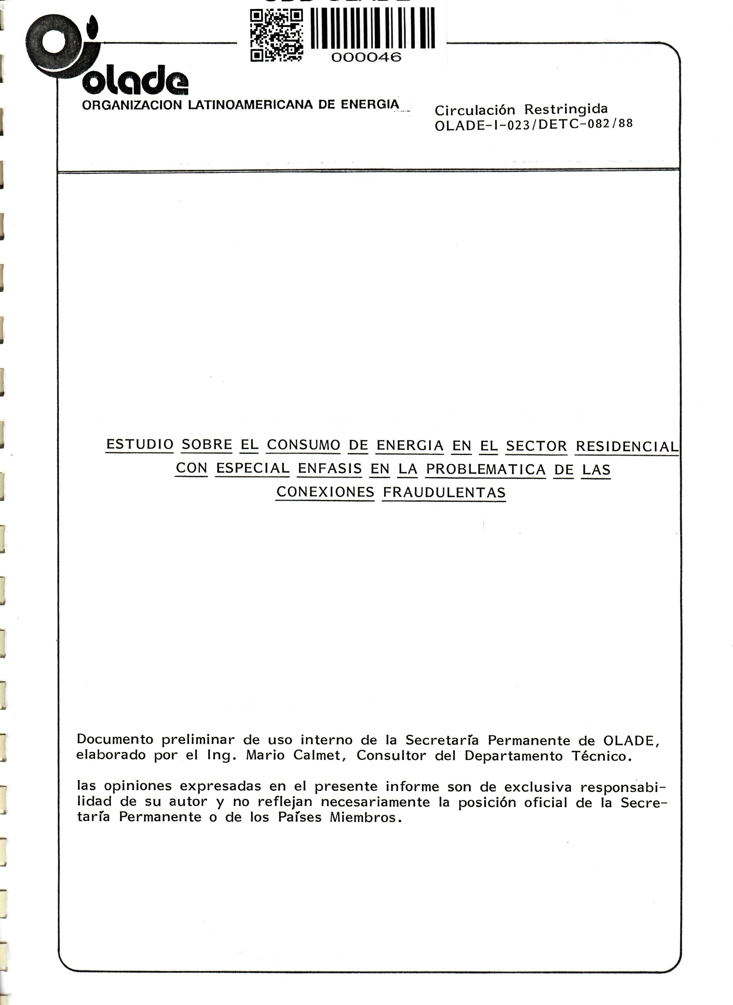 ESTUDIO SOBRE EL CONSUMO DE ENERGIA EN EL SECTOR RESIDENCIAL CON ESPECIAL ENFASIS EN LA PROBLEMATICA DE LAS  CONEXIONES FRAUDULENTAS