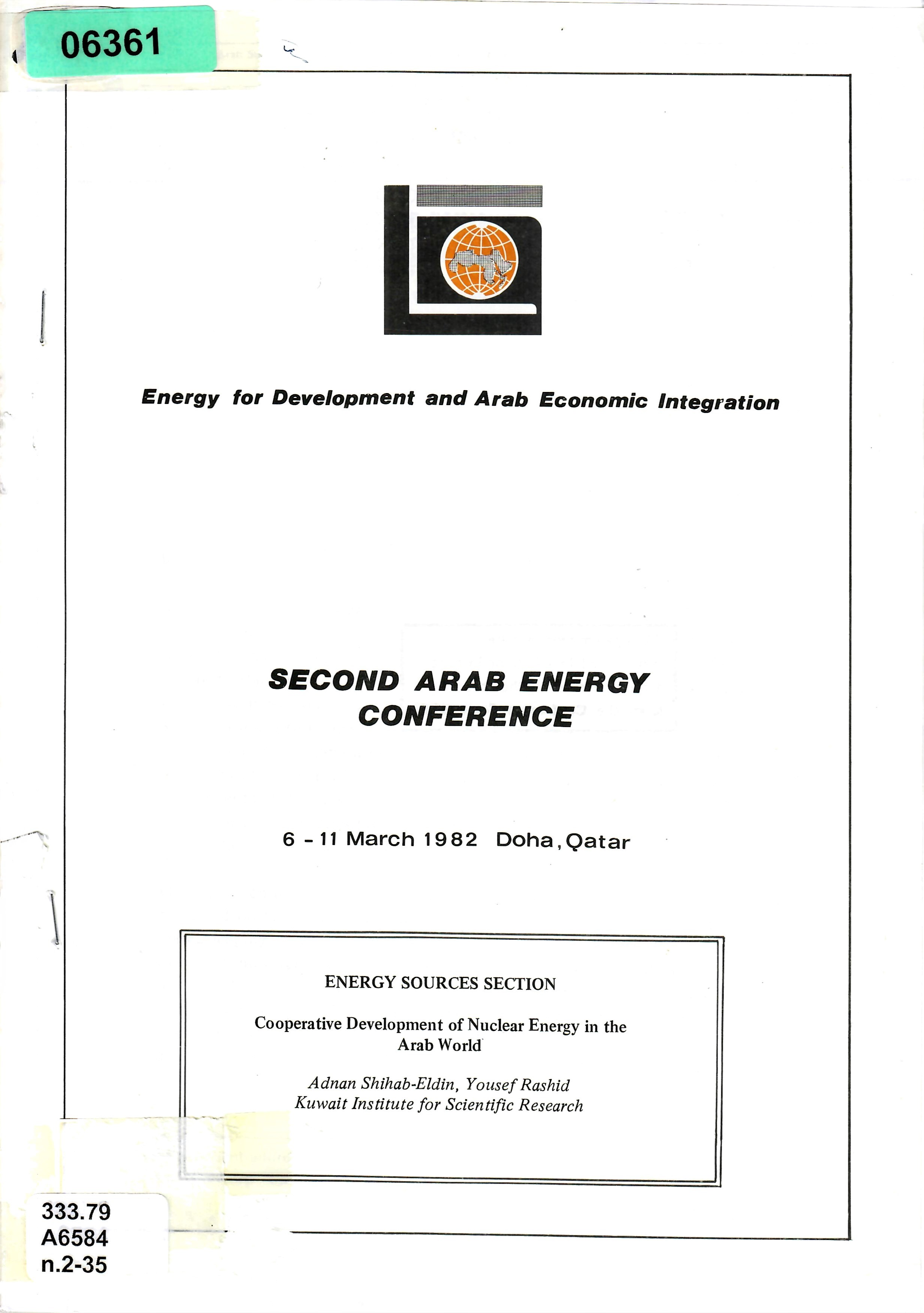 ENERGY SOURCES SECTION Cooperative Development of Nuclear Energy in the Arab World