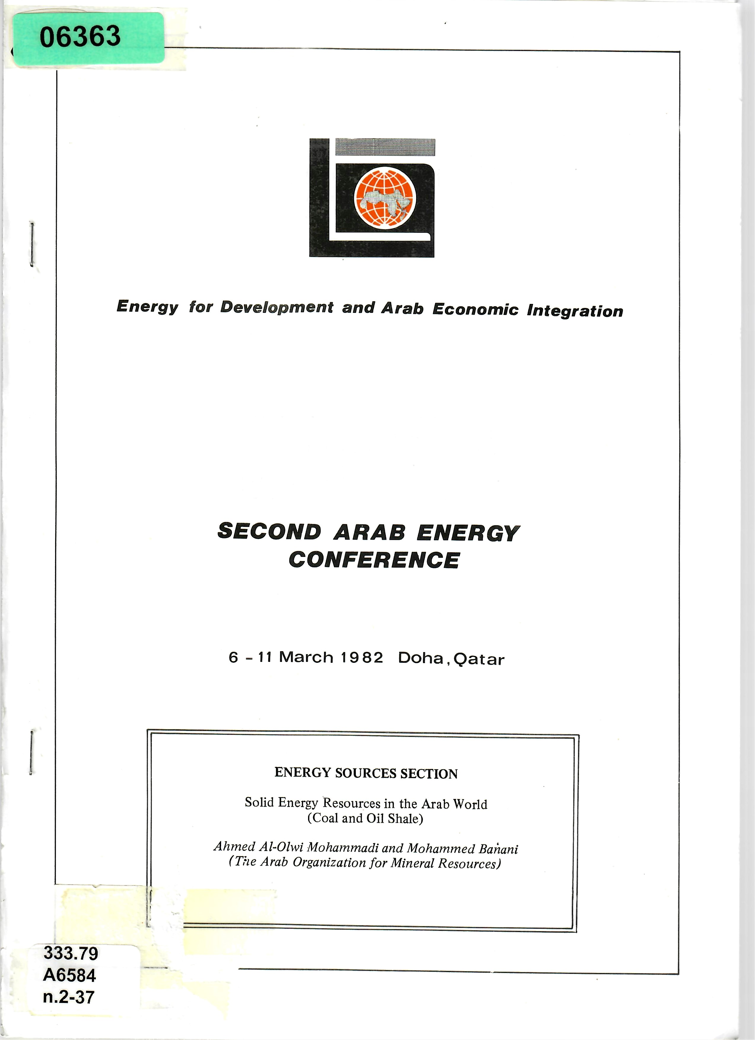 ENERGY SOURCES SECTION Solid Energy Resources in the Arab World (Coal and Oil Shale)