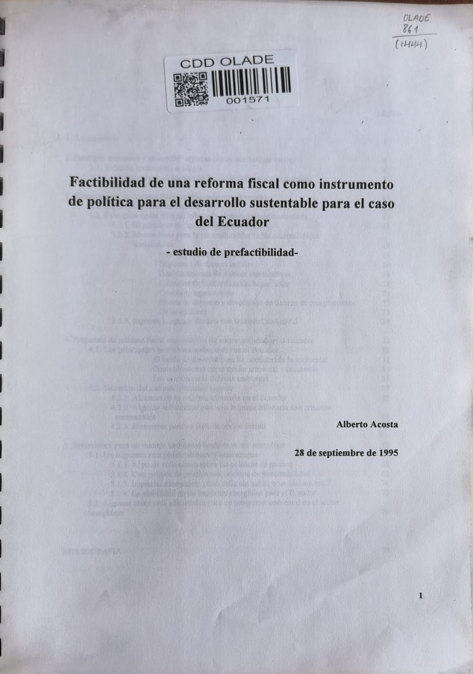 Factibilidad de una reforma fiscal como instrumento de política para el desarrollo sustentable para el caso del Ecuador