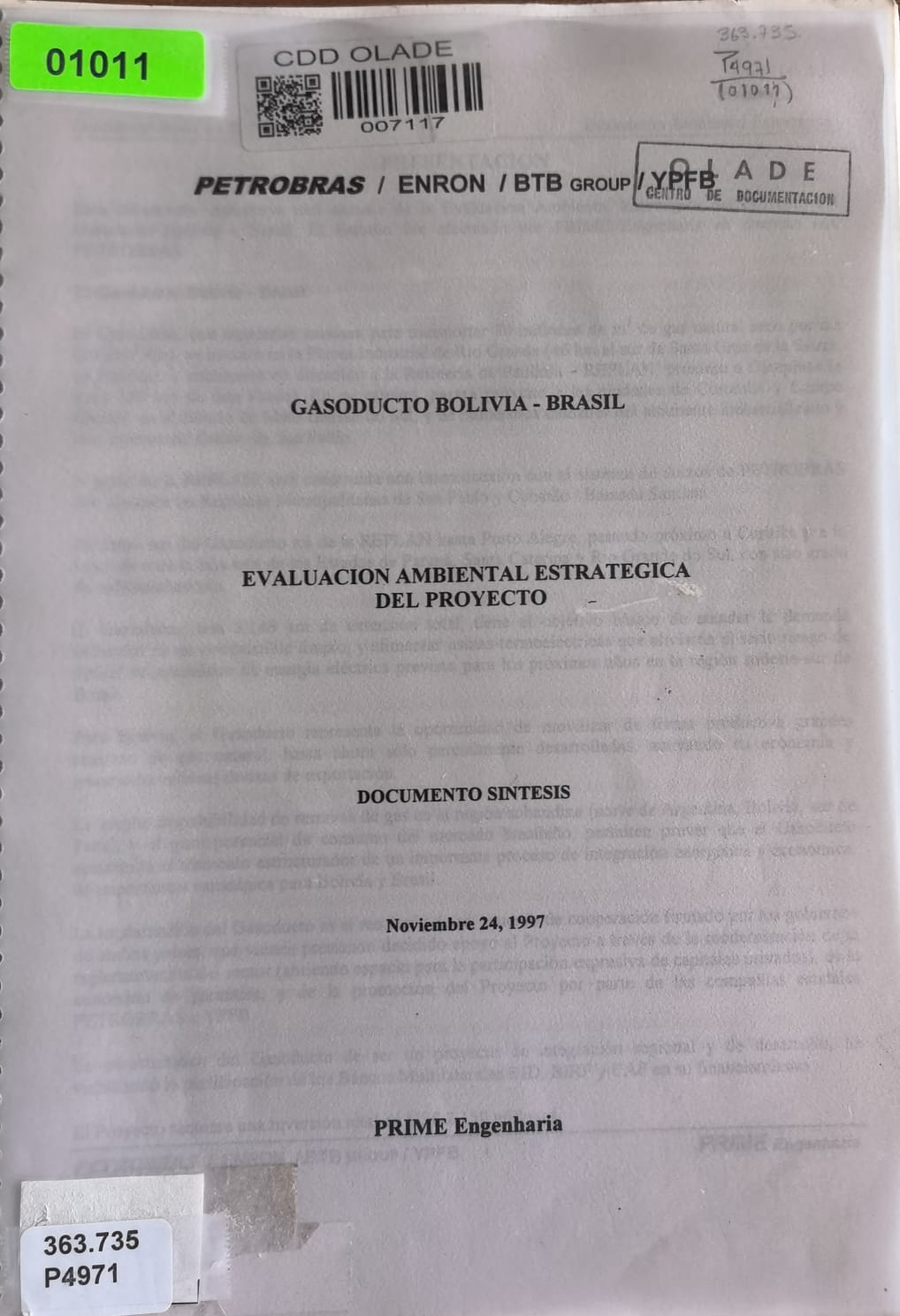 GASODUCTO BOLIVIA - BRASIL: EVALUACION AMBIENTAL ESTRATEGICA DEL PROYECTO