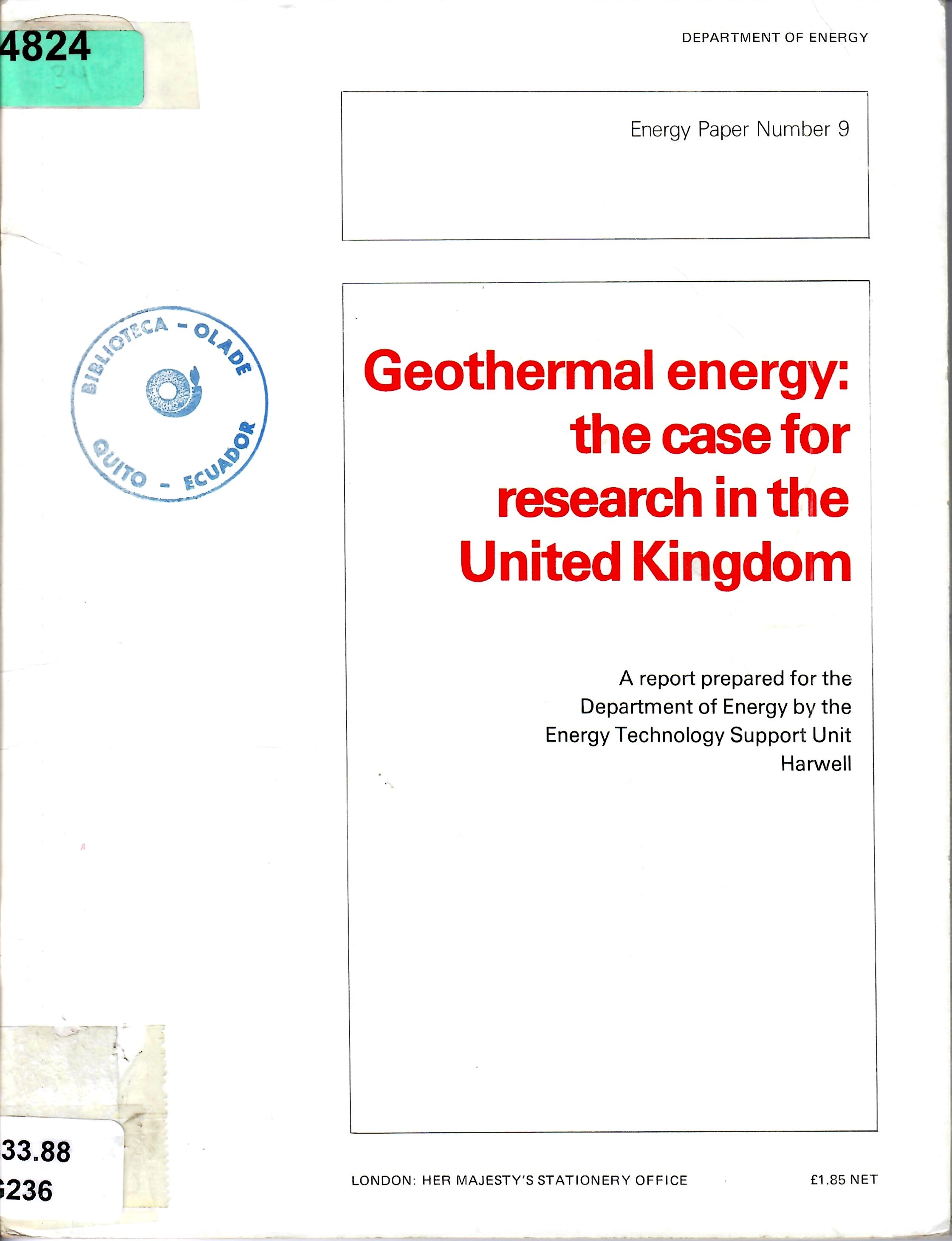 Geothermal energy: the case for research in the United Kingdom
