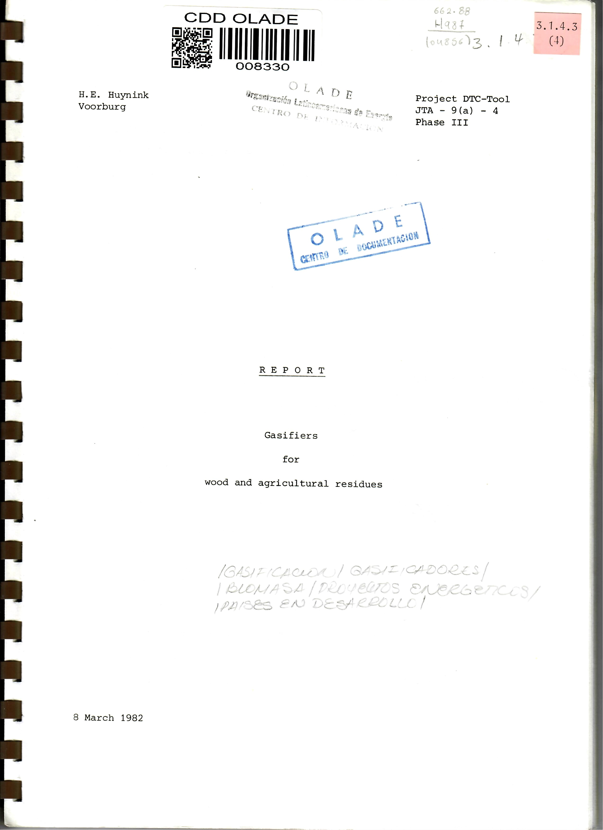 Gasifiers for wood and agricultural residues