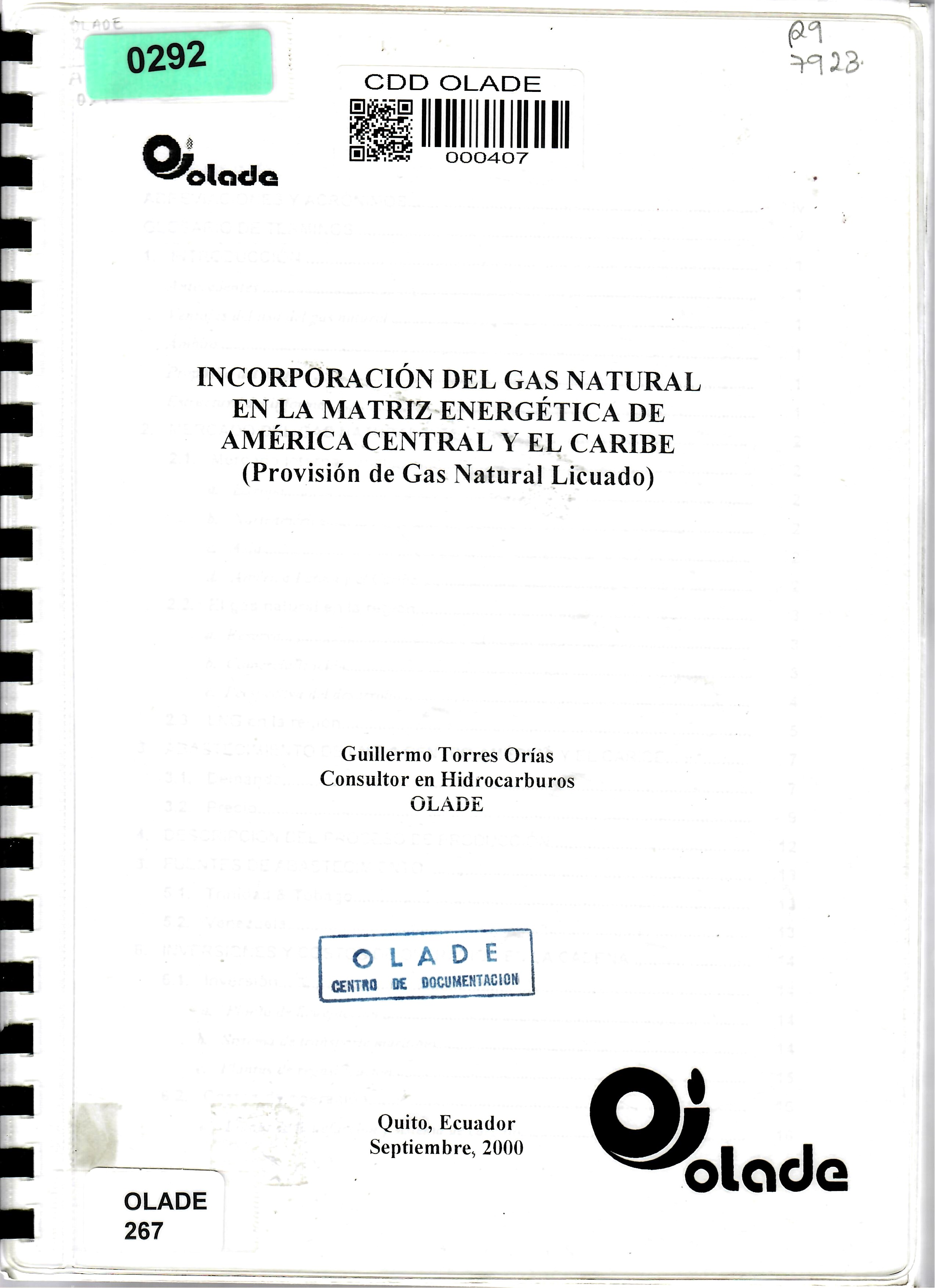 INCORPORACIÓN DEL GAS NATURAL EN LA MATRIZ ENERGÉTICA DE AMÉRICA CENTRAL Y EL CARIBE (Provisión de Gas Natural Licuado)