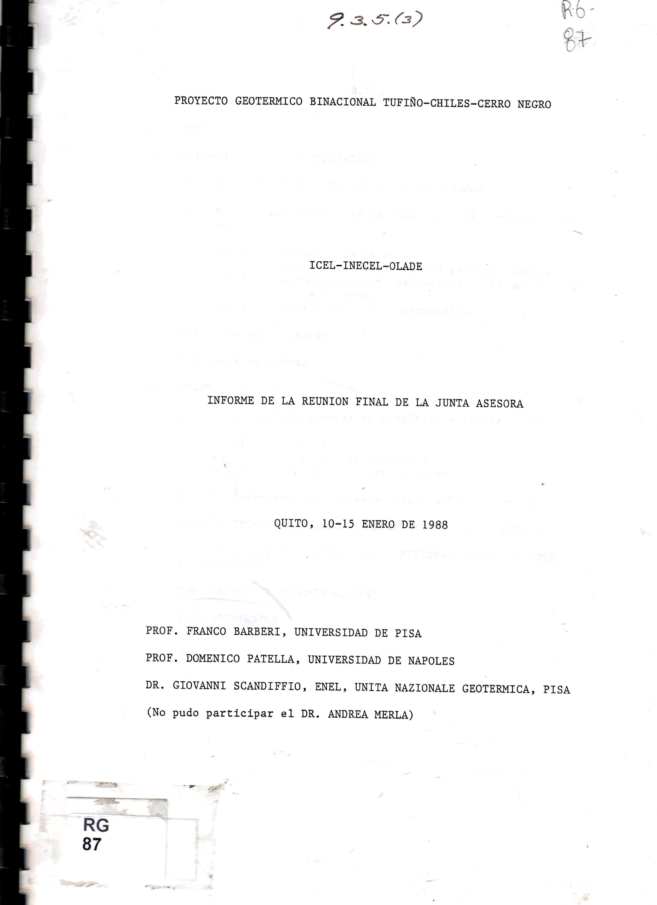 INFORME DE LA REUNION FINAL DE LA JUNTA ASESORA