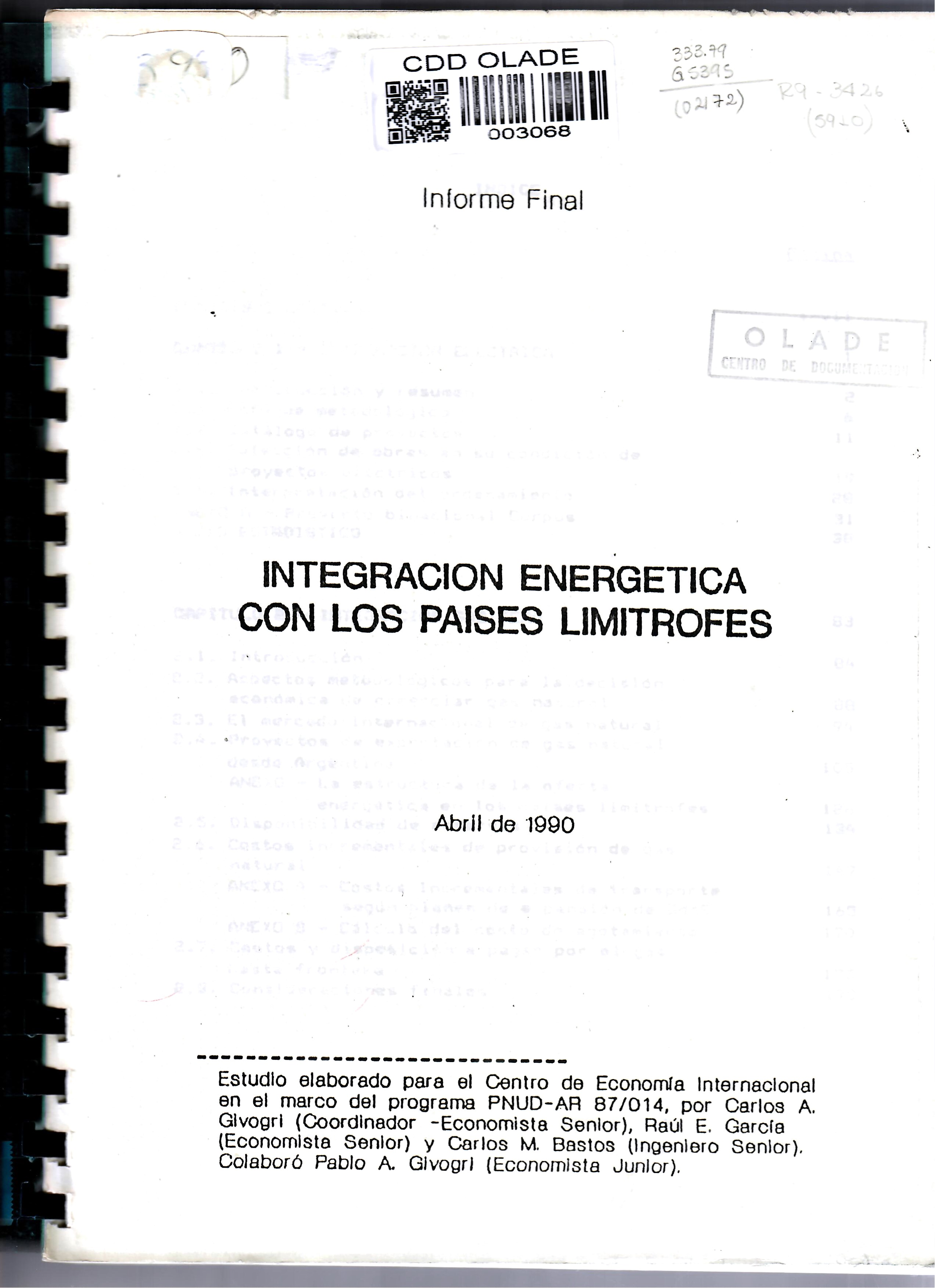 INTEGRACION ENERGETICA CON LOS PAISES LIMITROFES